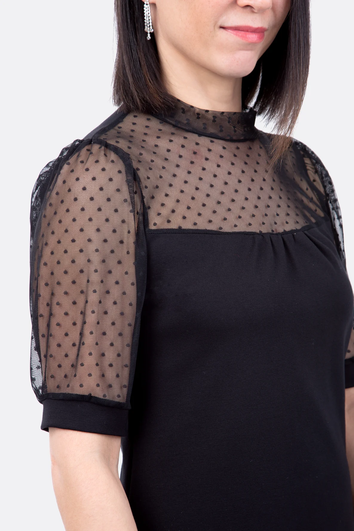 Nähanleitung Kleid mit Puffärmeln aus Tüll miot Stehkragen DIY