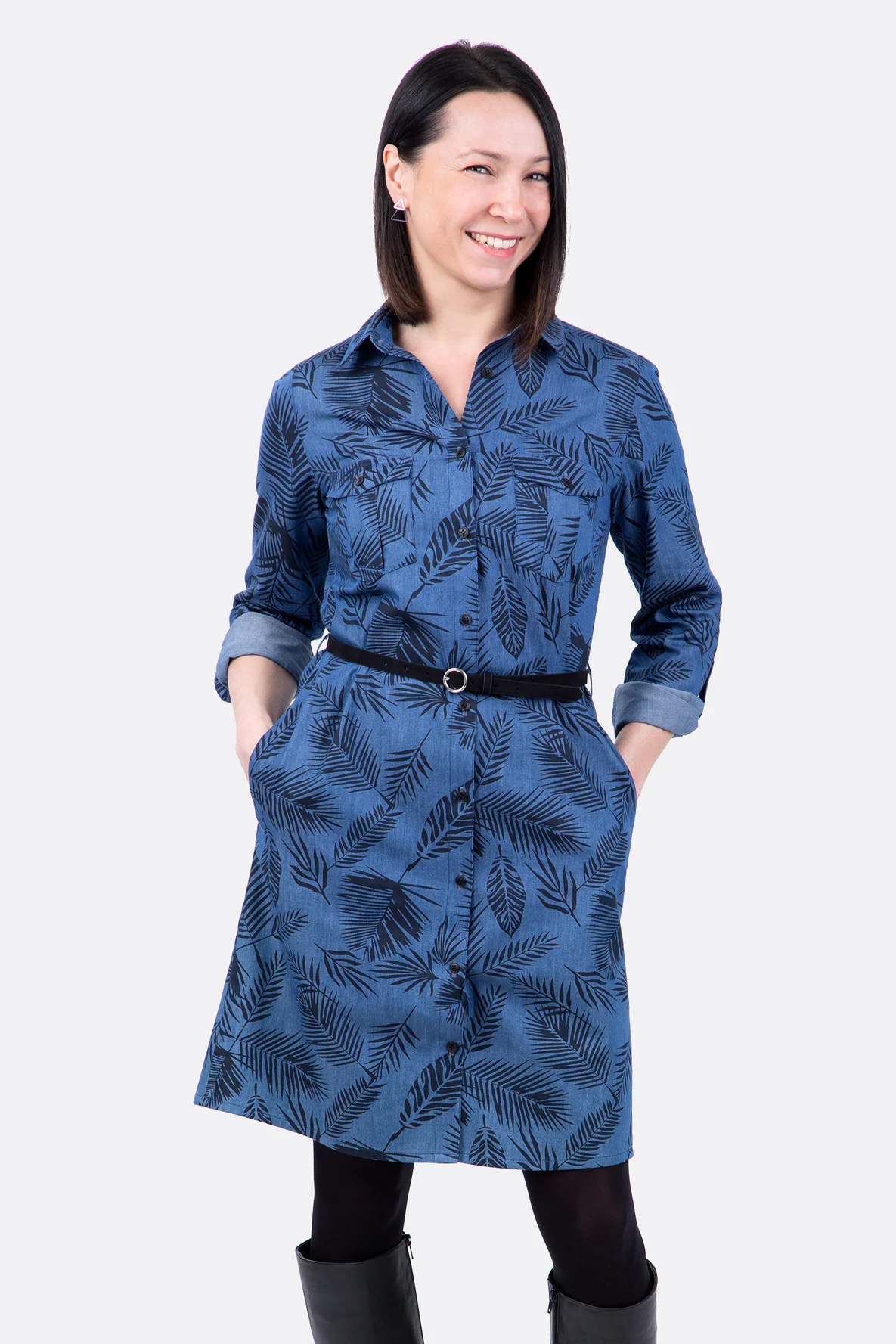 Schnittmuster Jeanskleid für Herbst mit Knopfleiste selbernähen