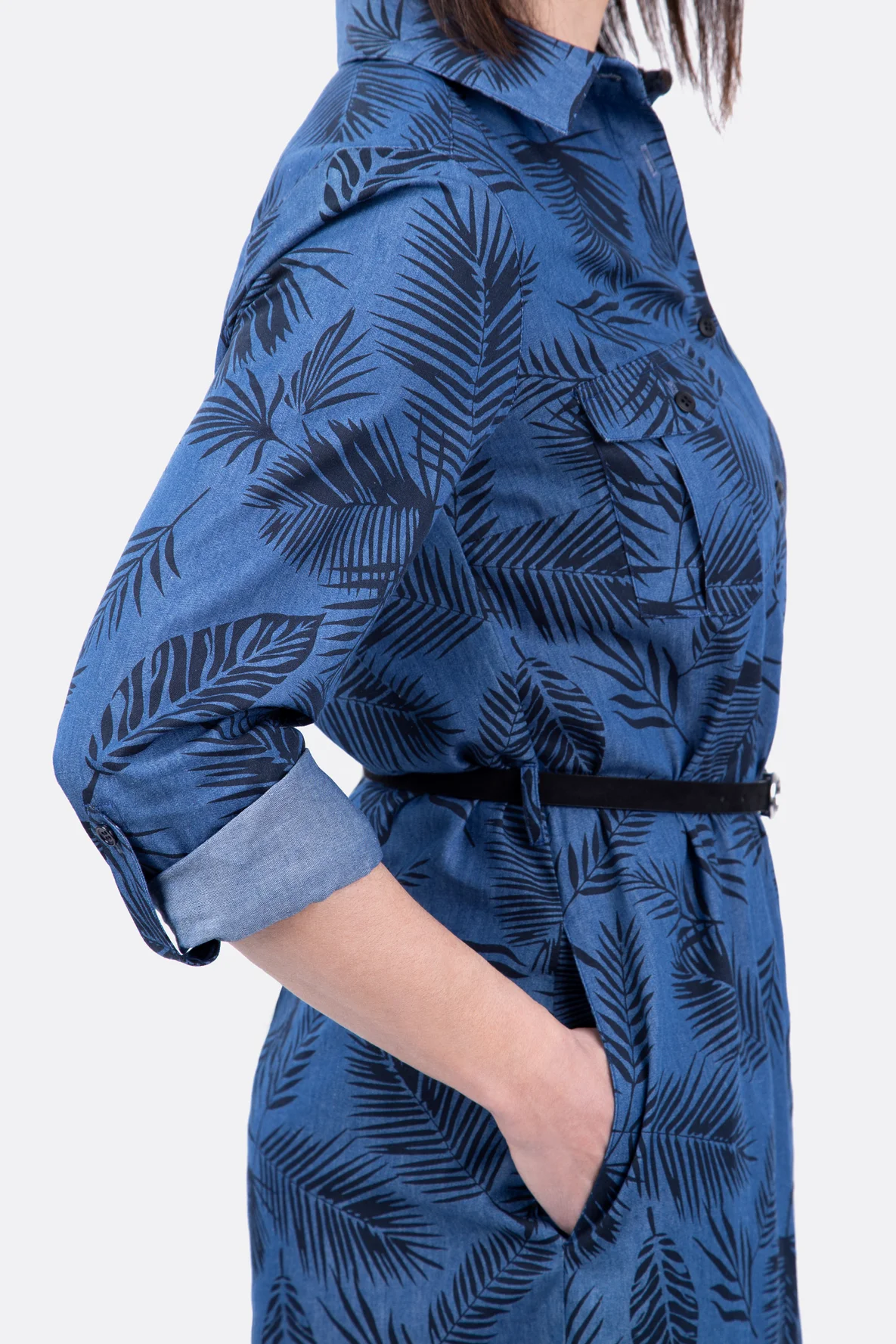 Schnittmuster Hemdbluse Jeanskleid mit Krempelriegel und Nahttaschen DIY