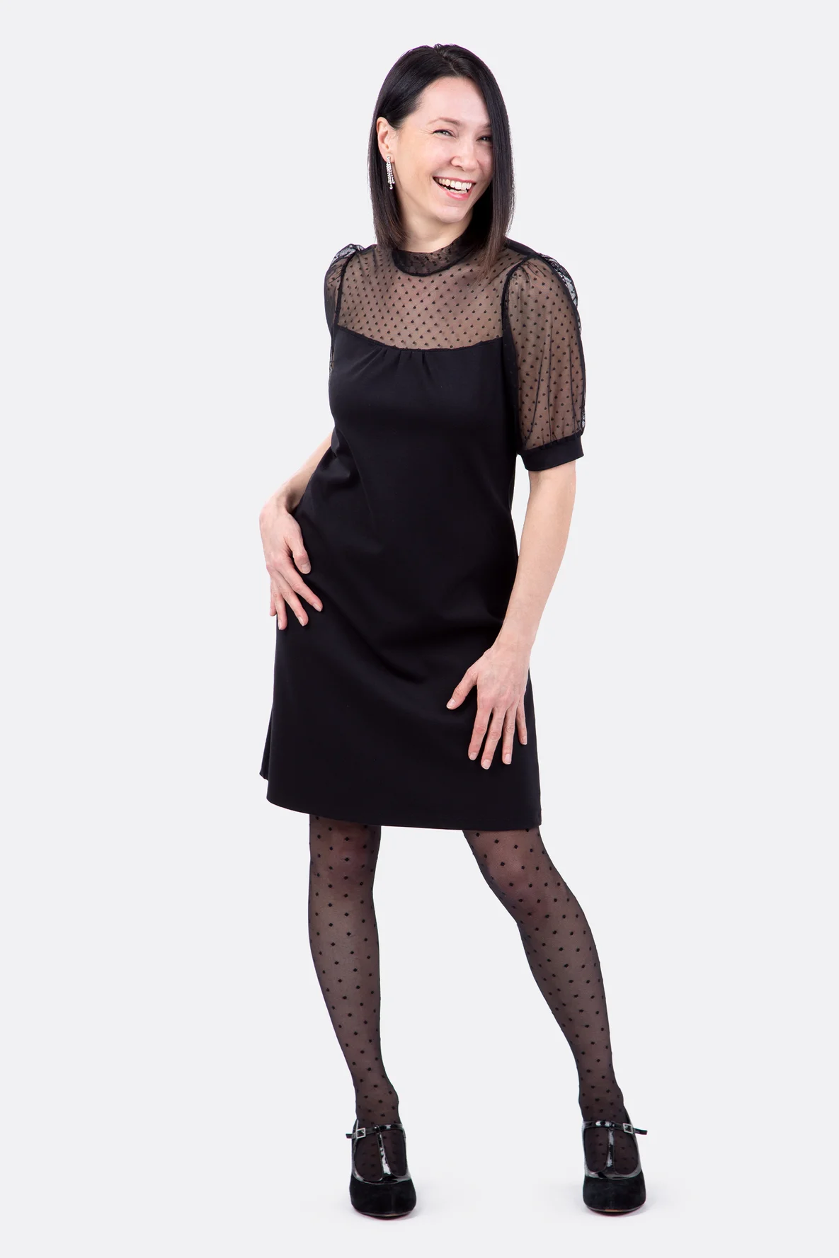 Schnittmuster Kleid in A-Linie mit Passe und Puffärmel aus Tüll nähen