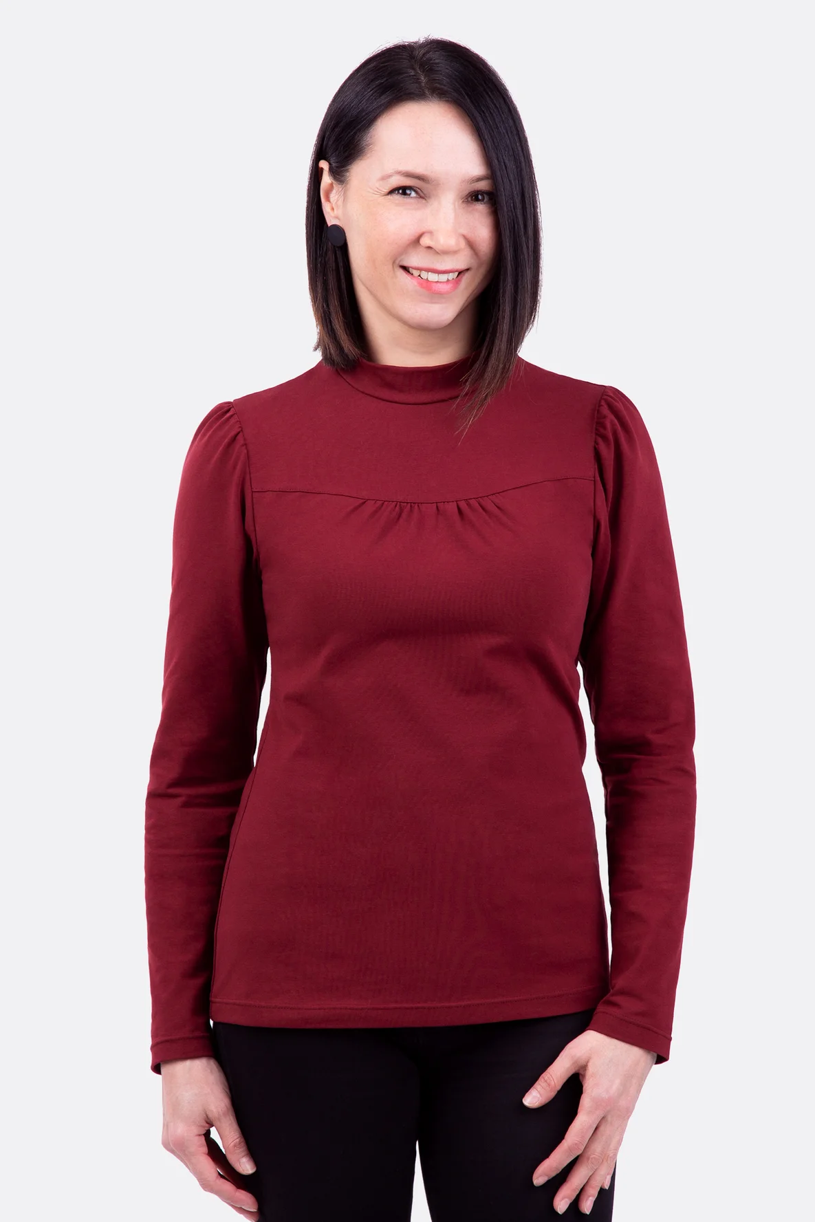 Schnittmuster Puffärmel Shirt aus Jersey mit Raffungen Nähanleitung