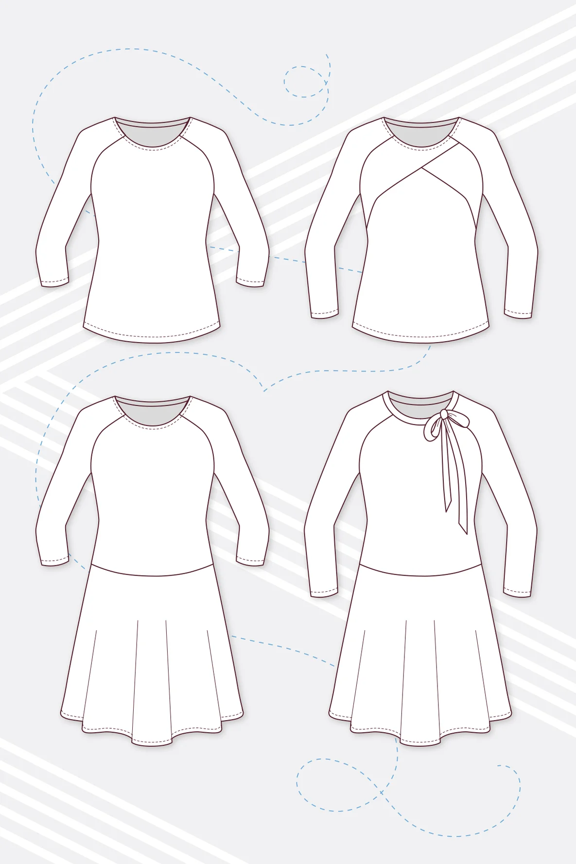 Schnittmuster Shirt und Kleid mit Raglanärmeln selbernähen