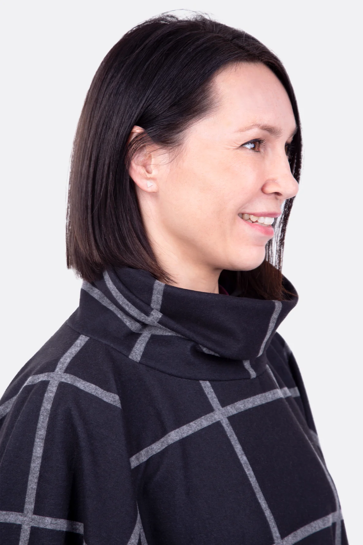 Nähanleitung für Poncho mit Rollkragen - Karo Jersey nähen