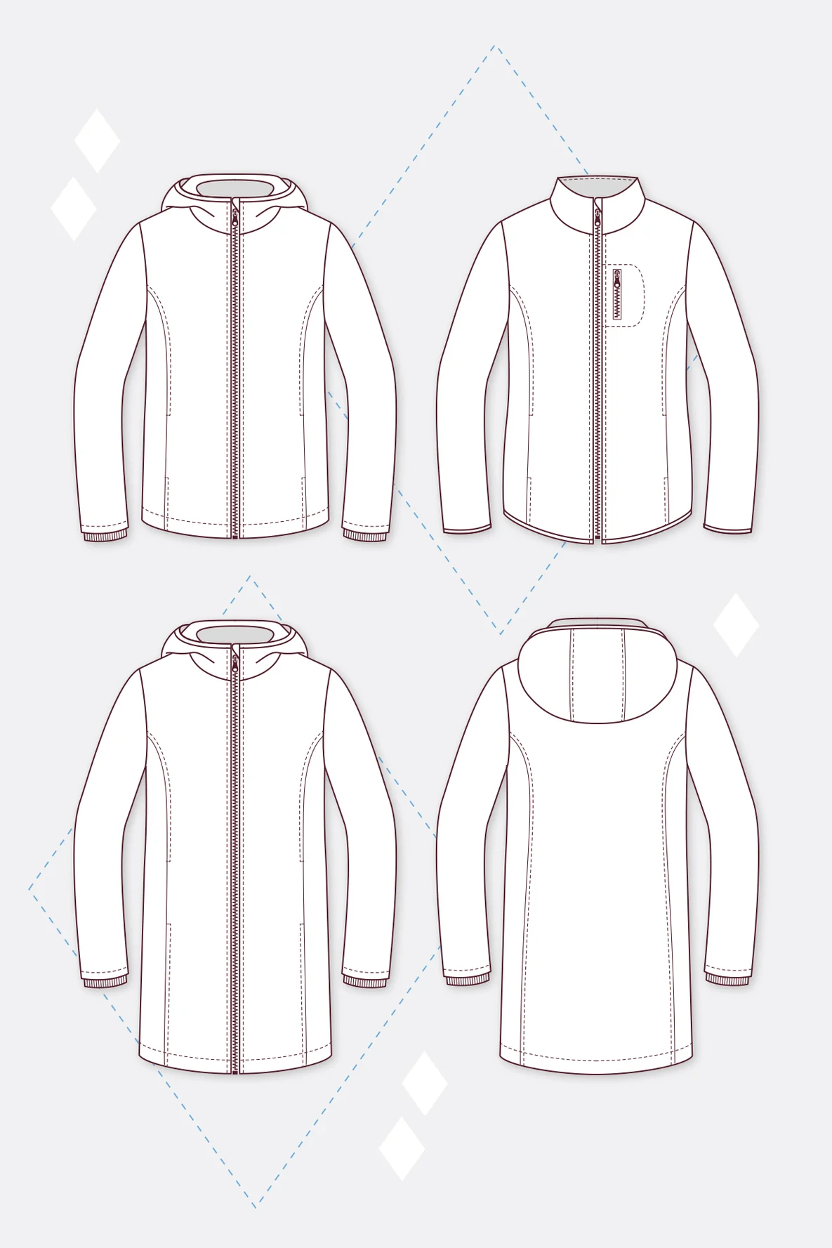 Schnittmuster Aria Steppjacke Mantel Stehkragen Kapuze selbernähen