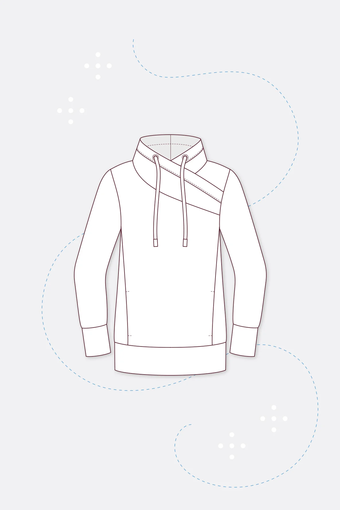 Schnittmuster Wickelkragen Sweatshirt Naomi mit Taschen