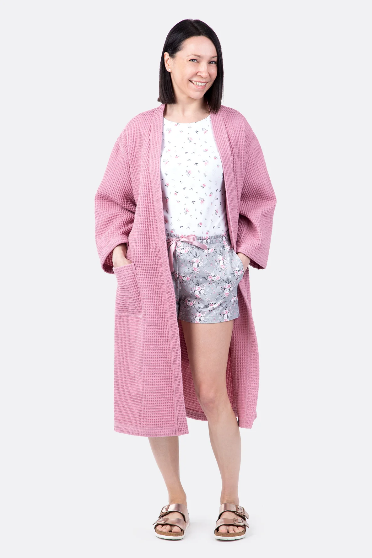 Schnittmuster Wellnessmantel für Damen aus Waffelpiqué nähen