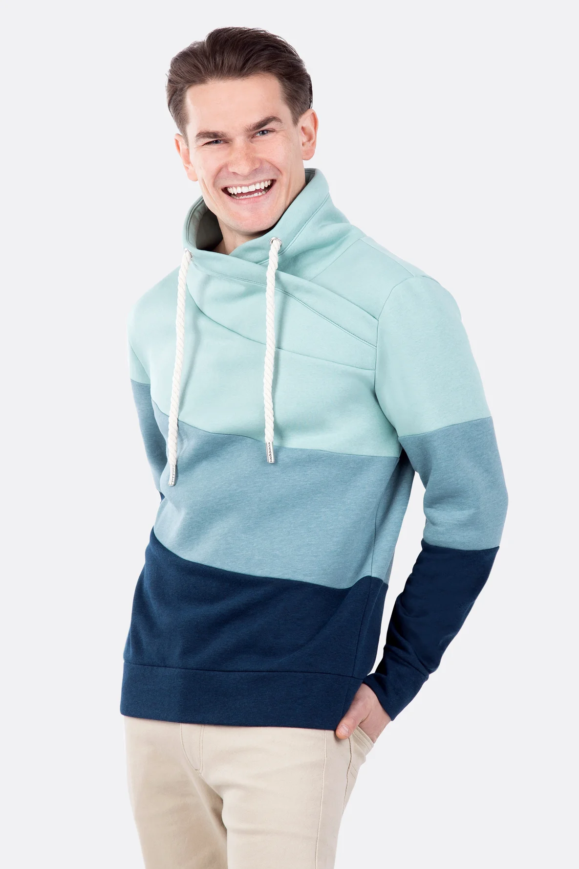 Schnittmuster Colourblock Pullover Herren Nähanleitung 