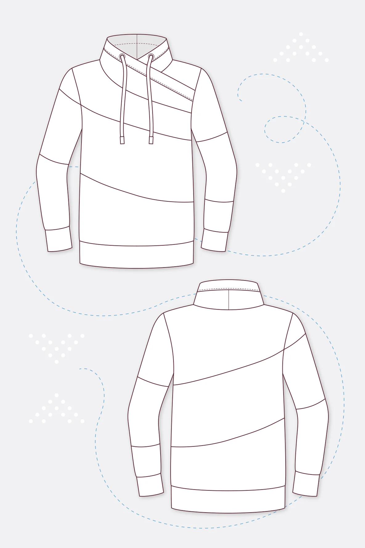 Schnittmuster Colourblock Herrenpullover Wickelkragen DIY