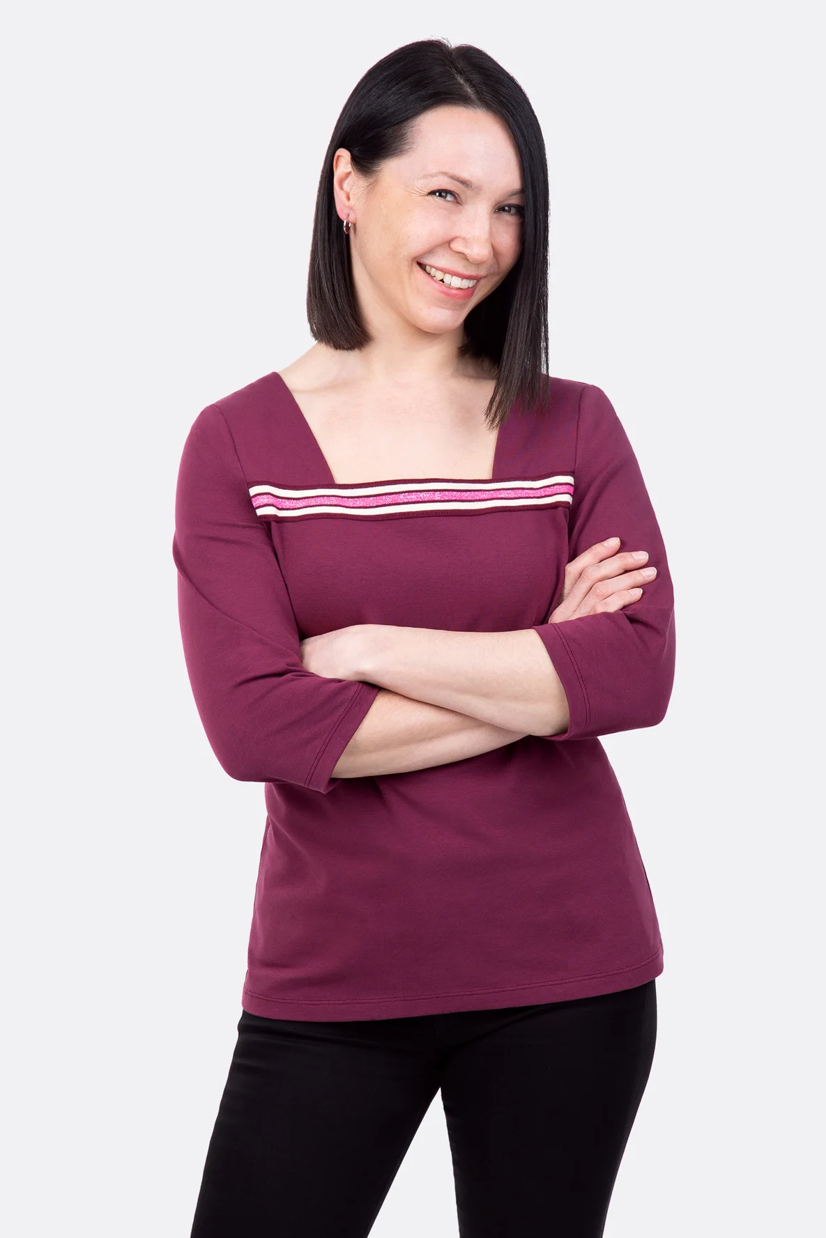 Schnittmuster Damenshirt mit Carree Ausschnitt und StripeMe nähen