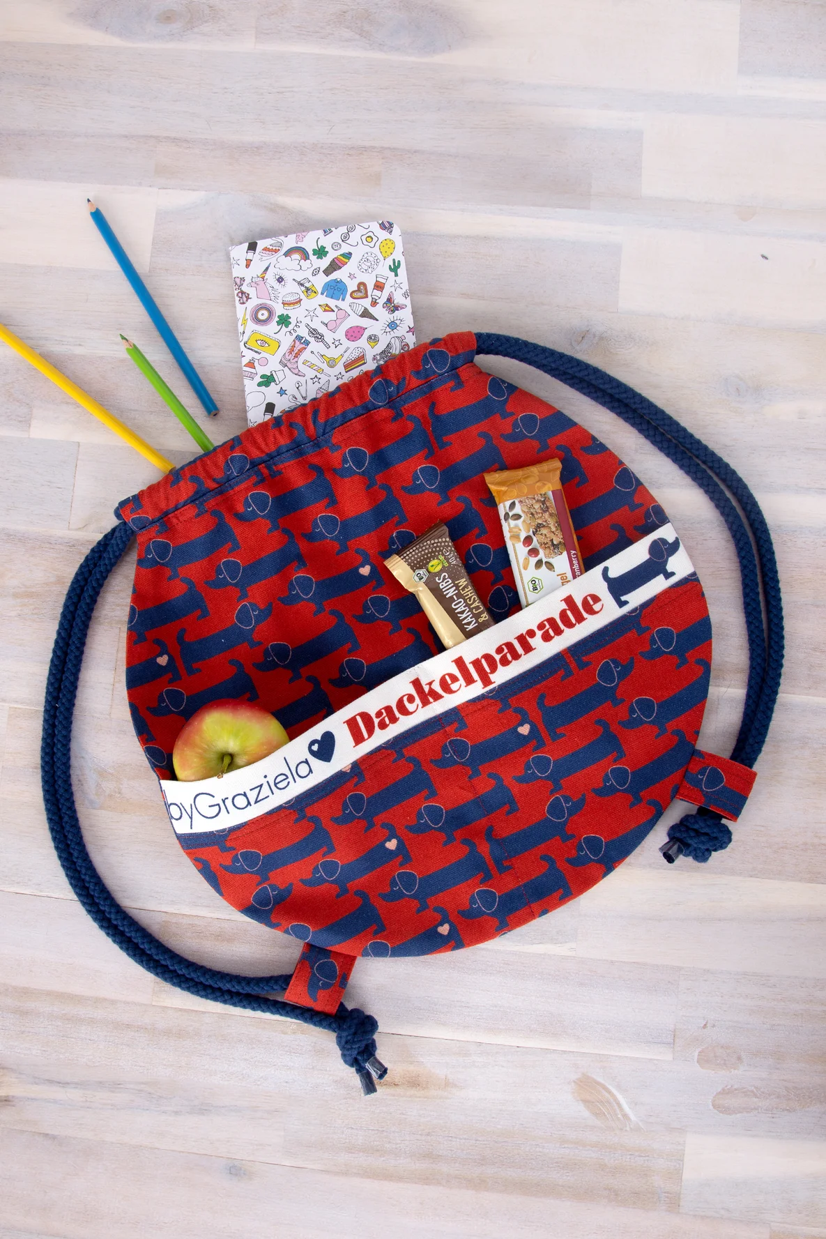 Turnbeutel Freebie aus Dackelstoff selber nähen