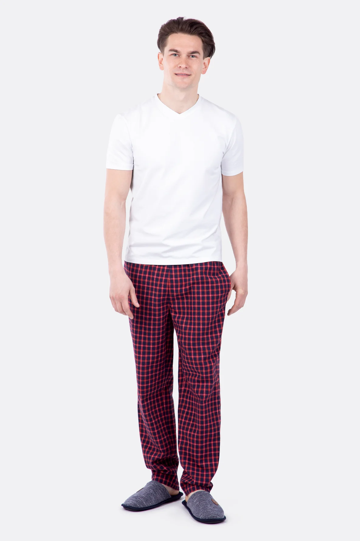 Schnittmuster Mann Flanell Hose Karo rot-schwarz Schlupfhose Pyjamahose selbst nähen