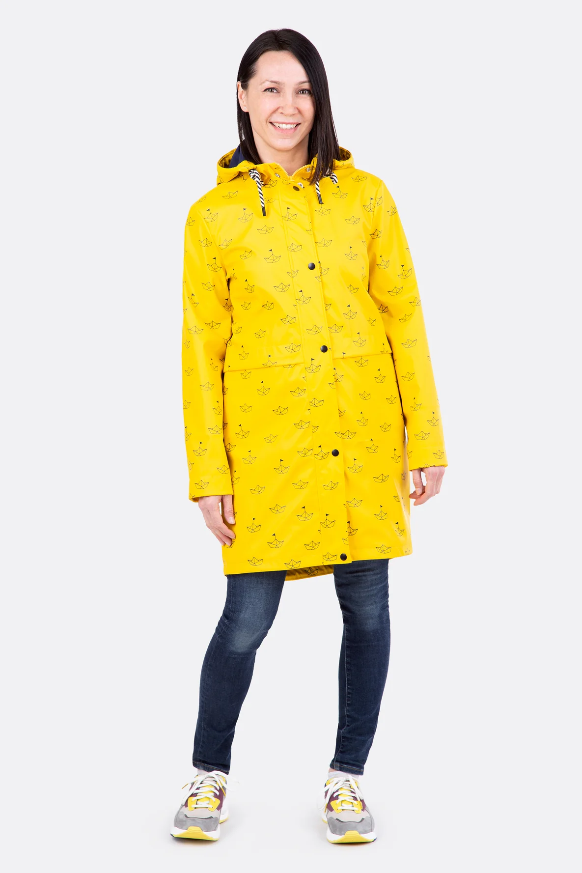 Schnittmuster Damenparka Regenjacke gelb Boote selber nähen