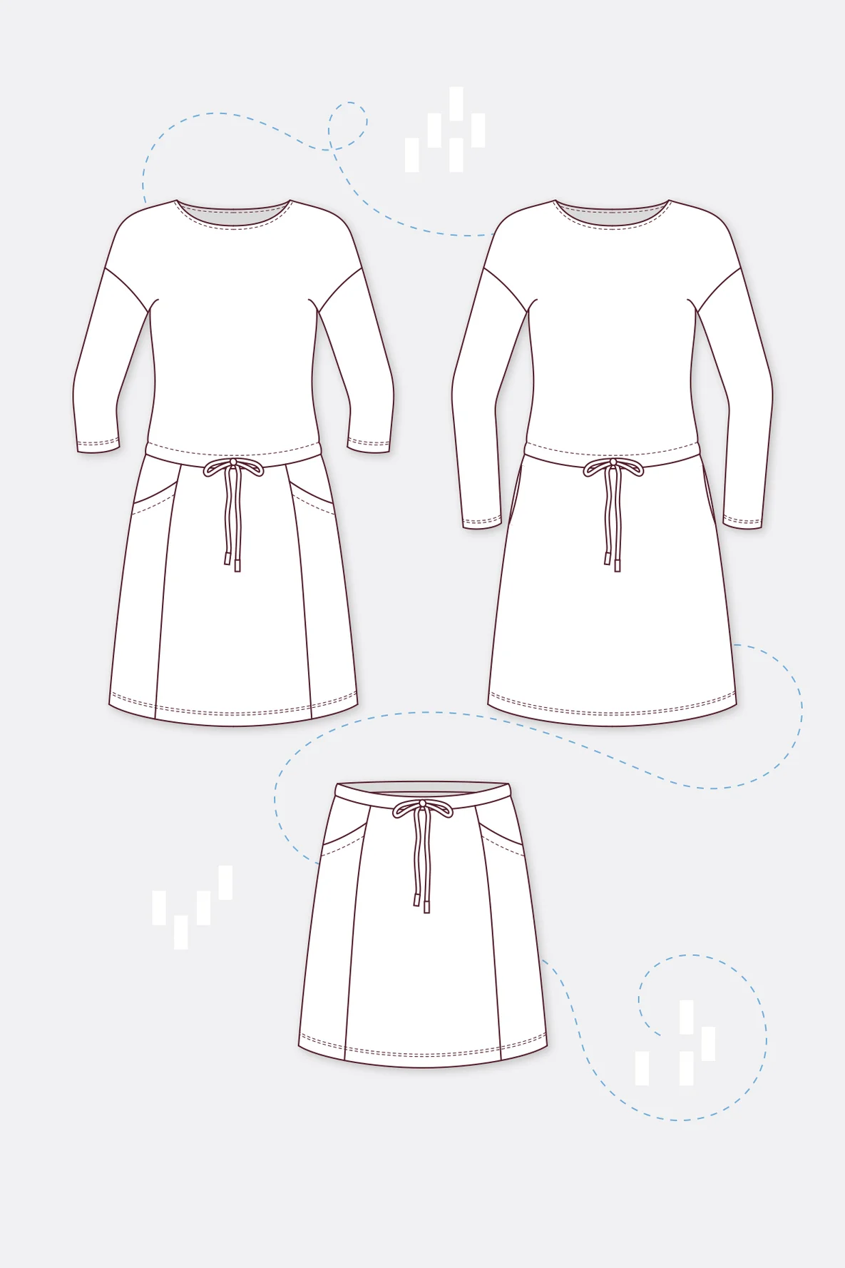 Schnittmuster Sweatkleid Ärmel Rock Taschen nähen