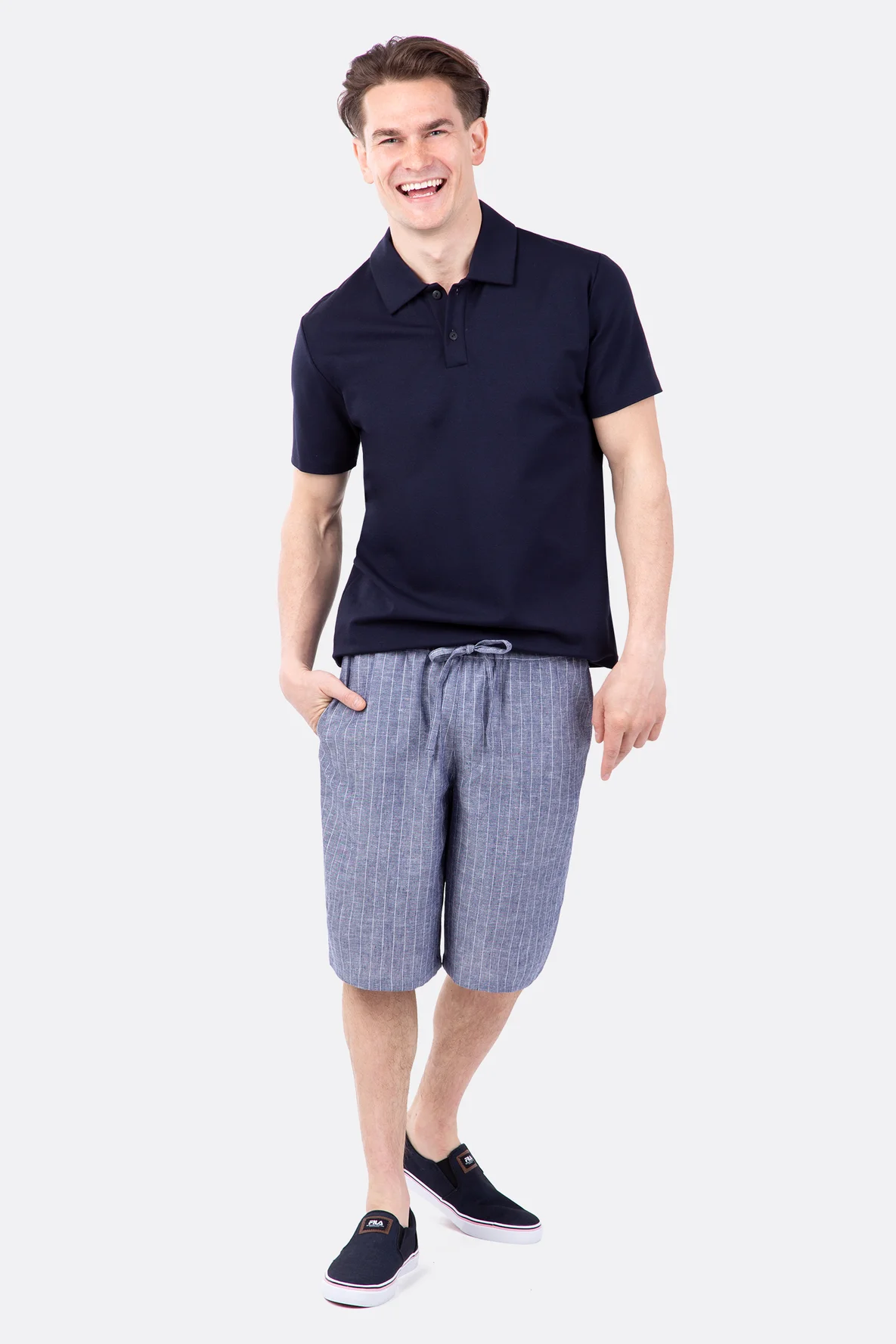 Schnittmuster Bermudas Leinen Gummizug Tasche selbst nähen