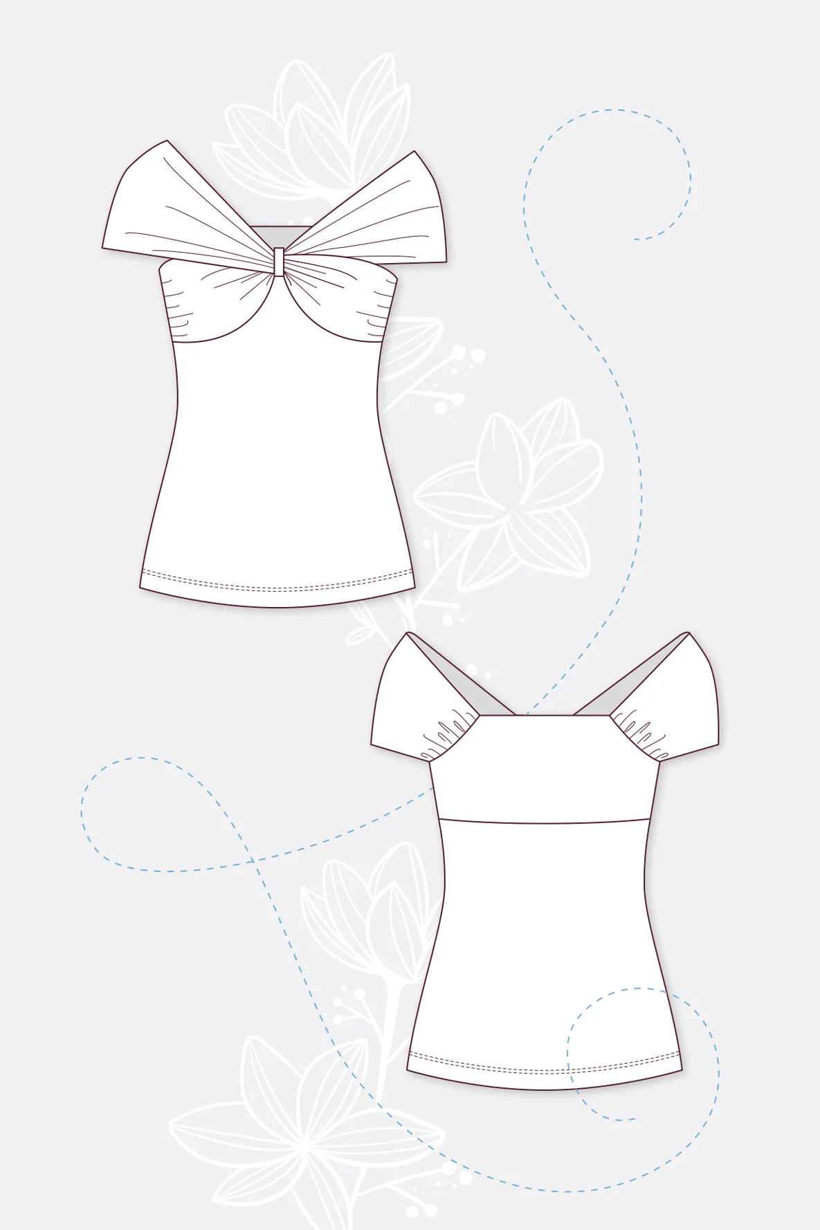 Schnittmuster Damenshirt Michelle mit Carmenausschnitt selber nähen