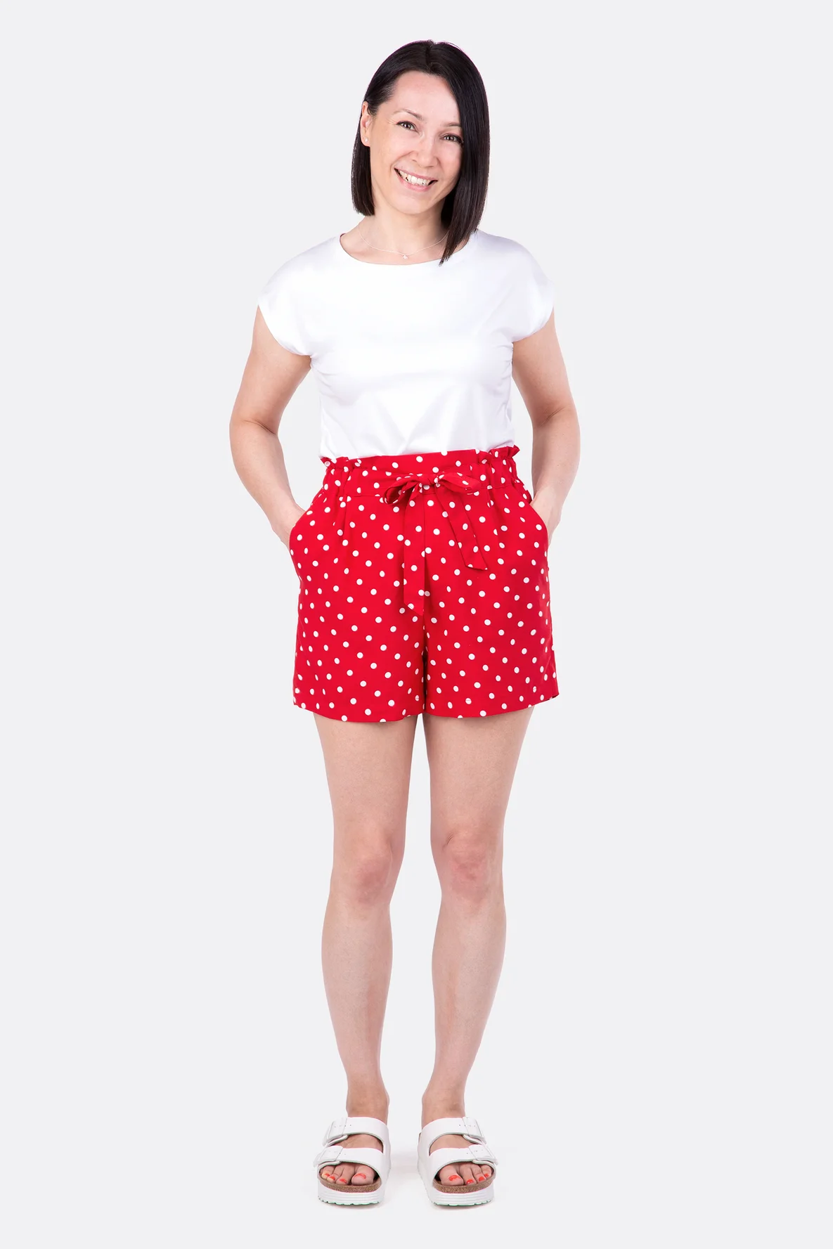 Schnittmuster Shorts mit Paperbag-Bund Schleife aus Viskose selbernähen