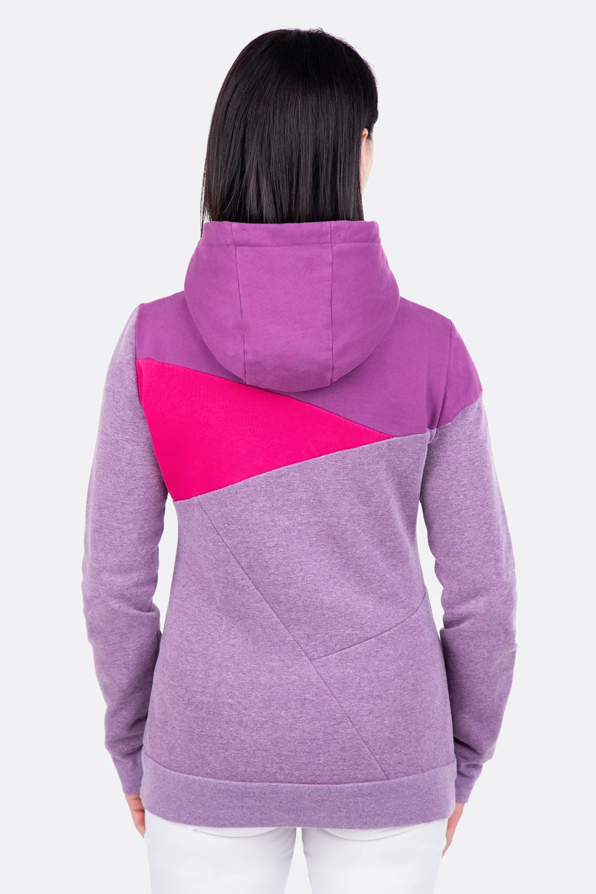 Schnittmuster Damen Hoodie Colourblock pink Dreieck nähen