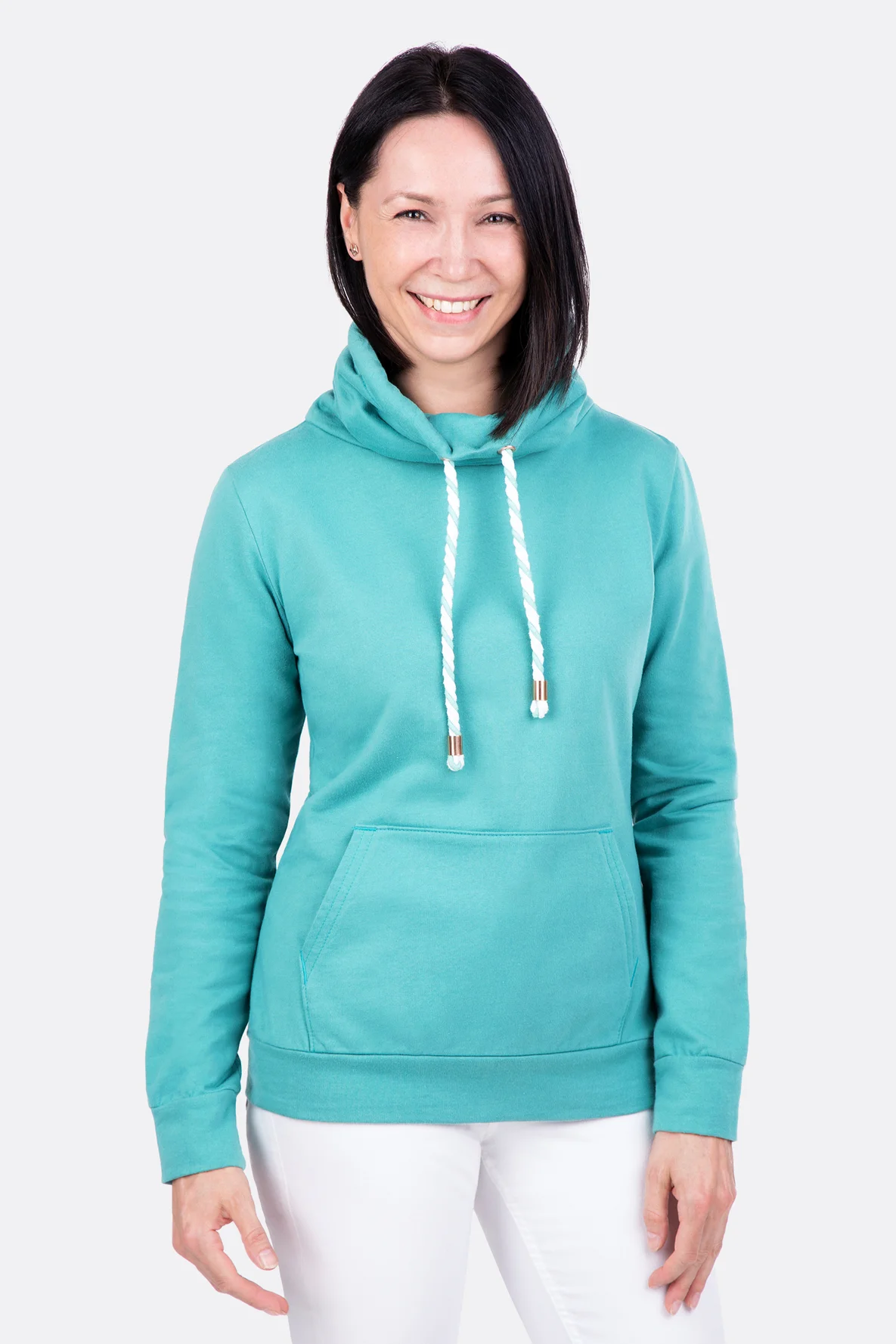 Schnittmuster Damen Kapuzenpullover Herbst Känguru-Tasche Nähanleitung