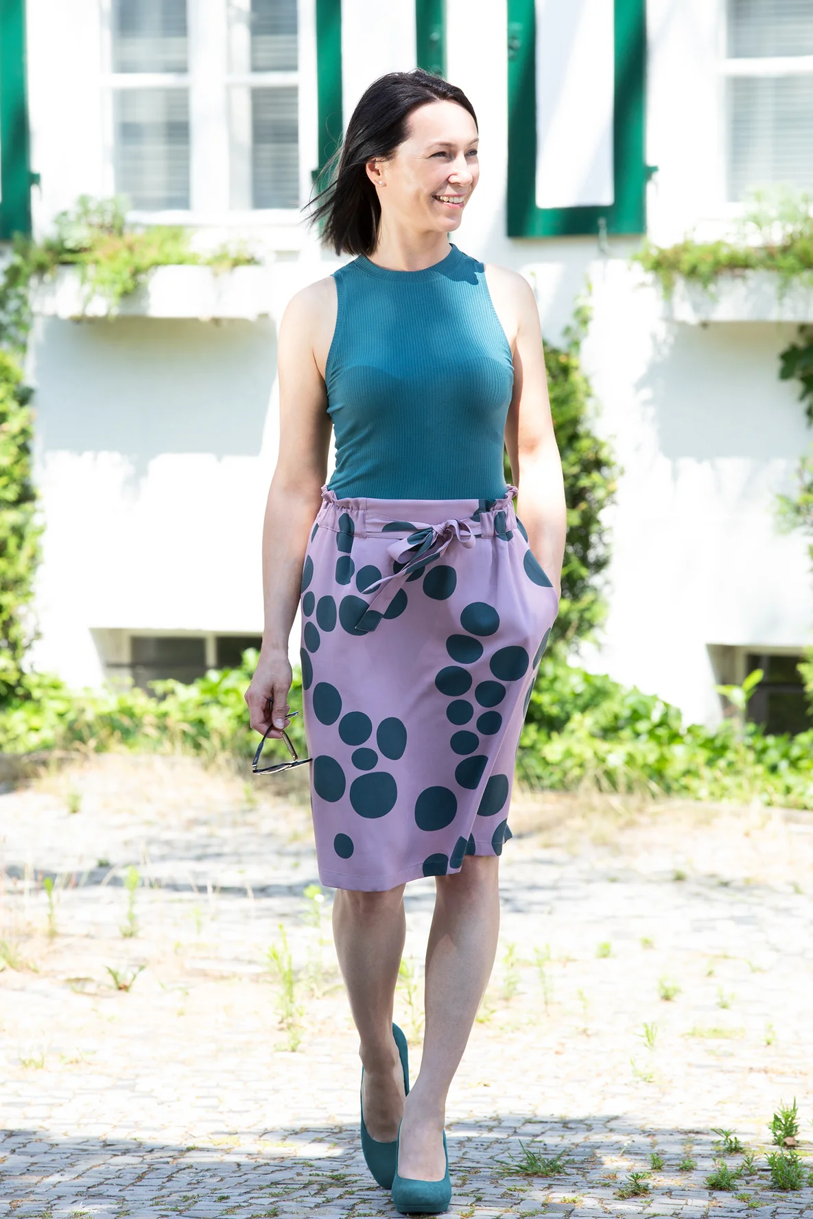 Schnittmuster Rock knielang Paperbag Viskose sommerlich selbst nähen