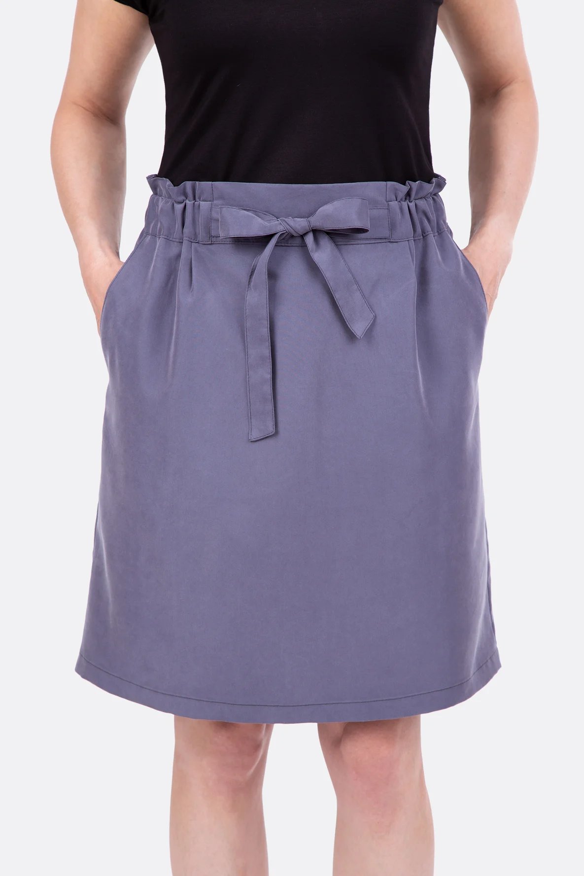 Schnittmuster Rock Viskose Sandwashed Details Taschen Schleife Paperbag