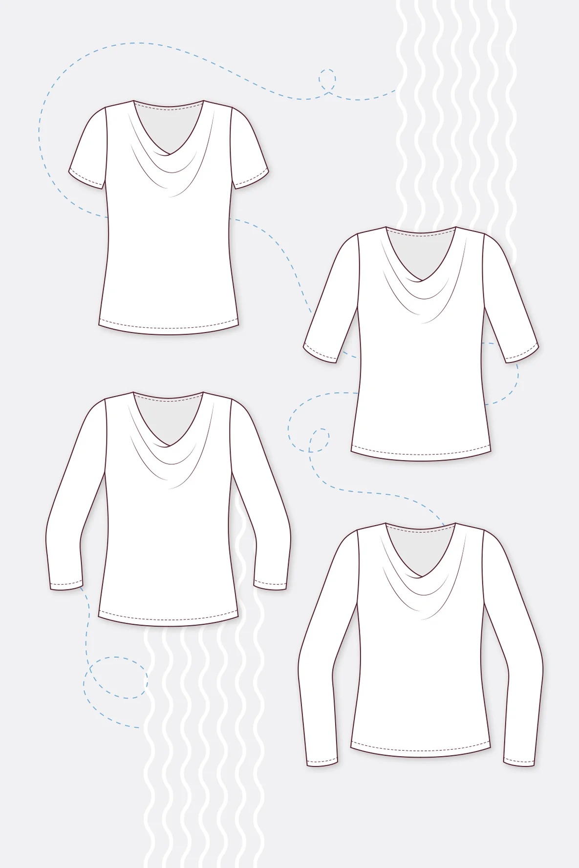 Schnittmuster Scarlett Damen Wasserfallshirt selber nähen