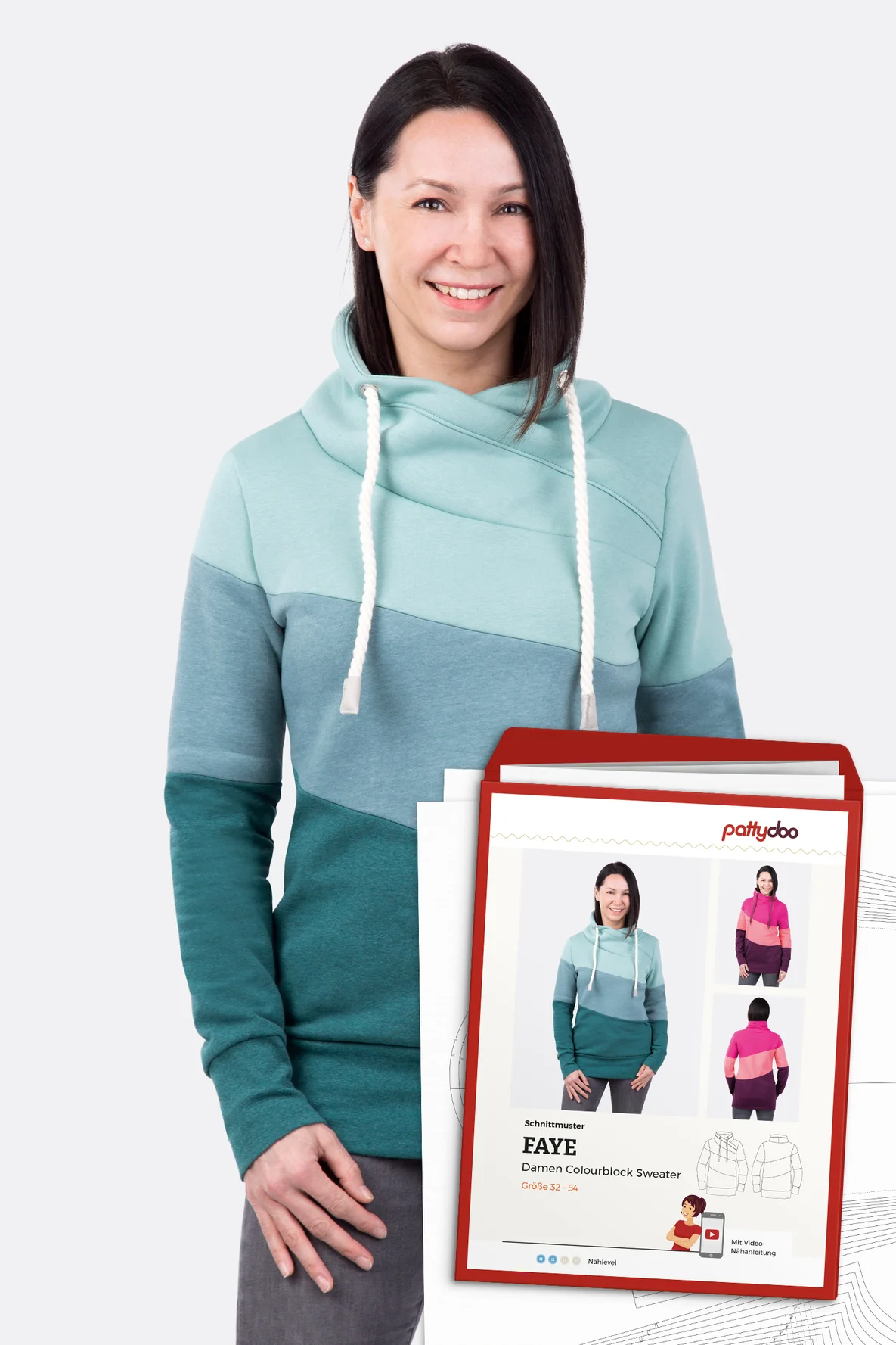 Papierschnittmuster Faye Colourblock Pullover selber naehen