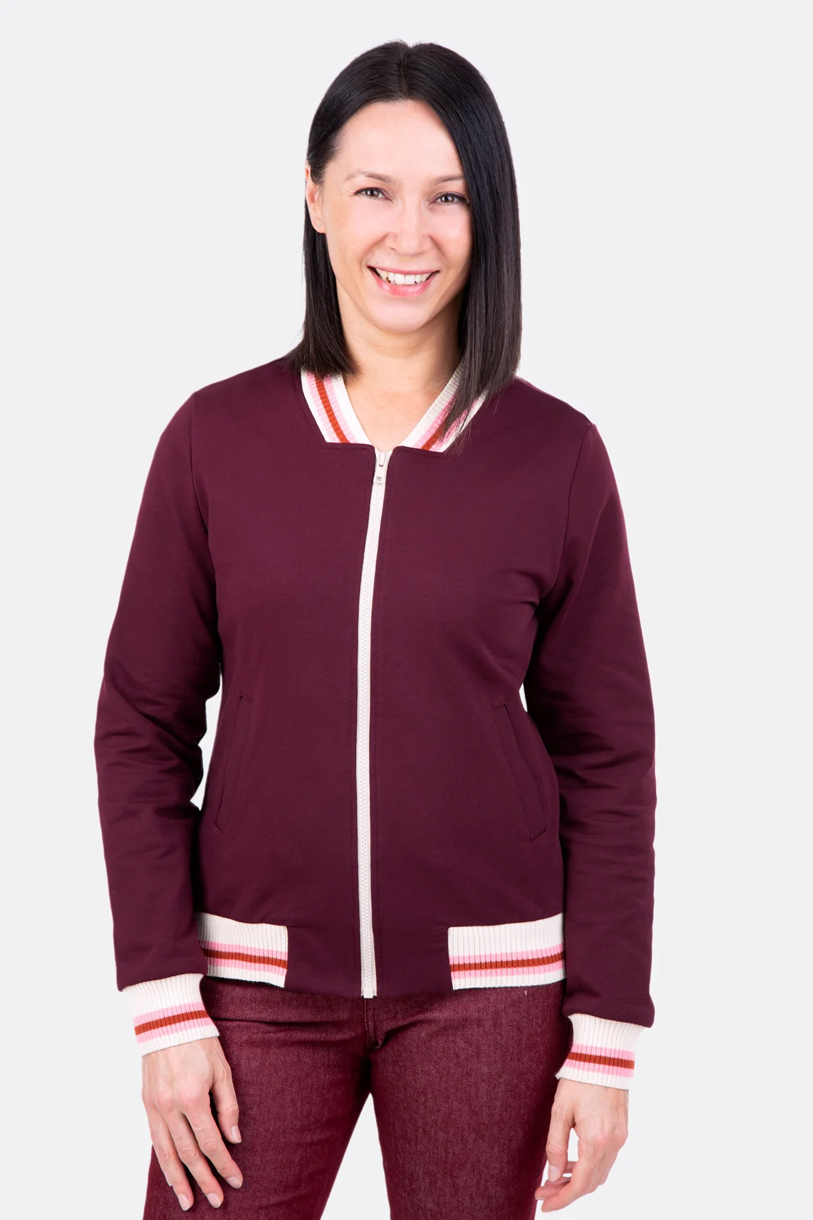 Schnittmuster Collegejacke mit Reißverschluss Bündchen selber nähen