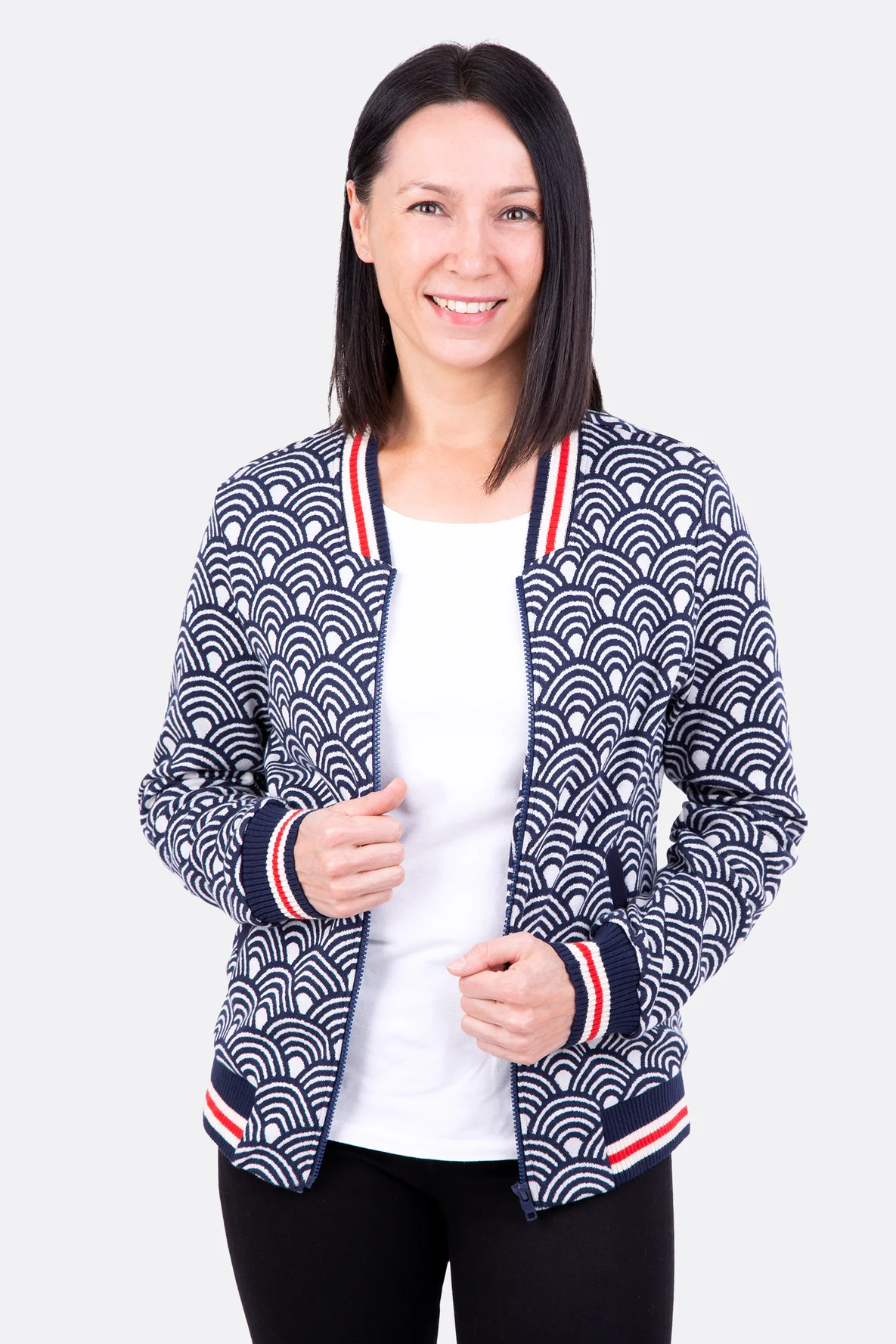 Schnittmuster Damen Collegejacke Jacquard Sweat Selbernähen