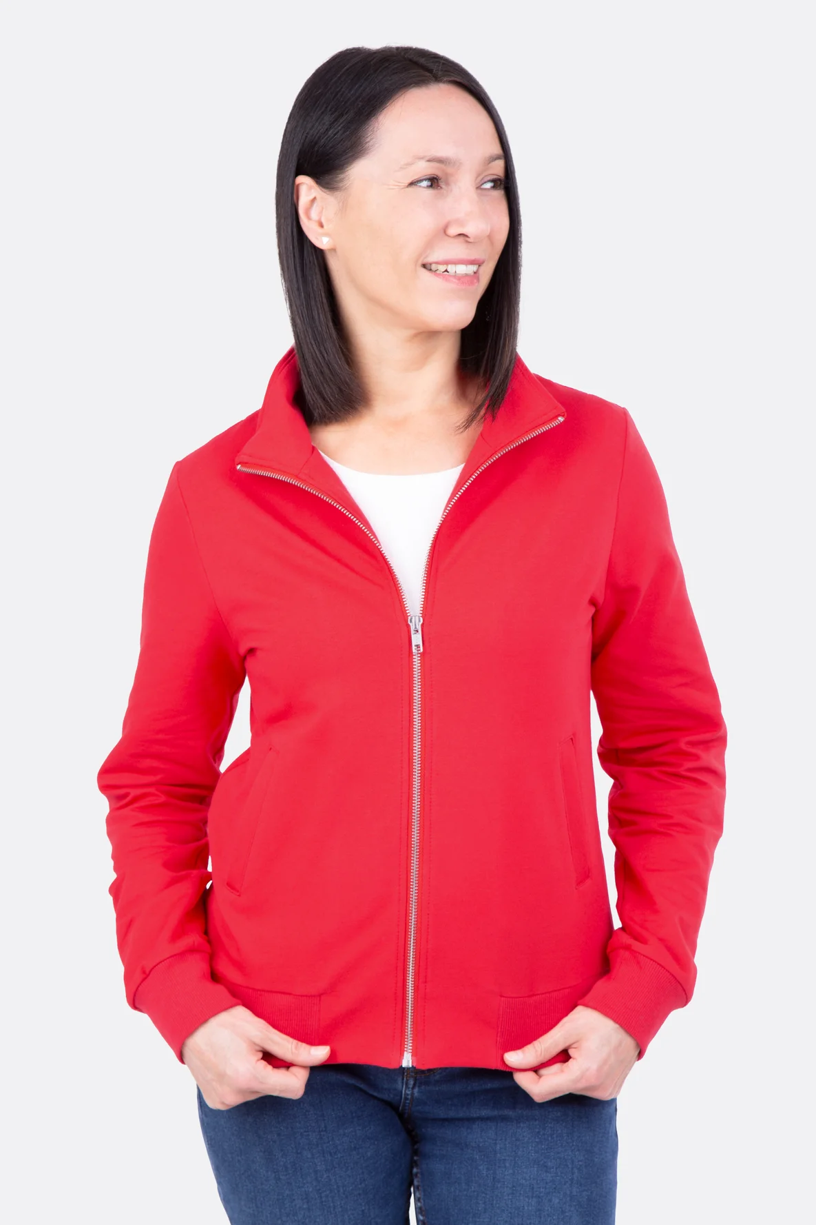 Schnittmuster Sweatjacke sportlich Stehkragen DIY
