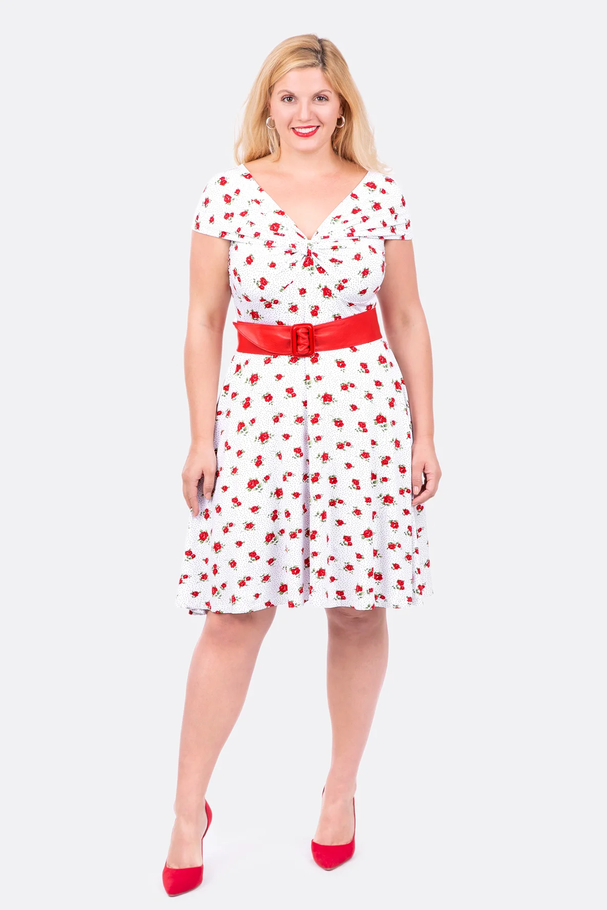 Schnittmuster Aurora Damen Kleid Carmenausschnitt Retro Vintage nähen