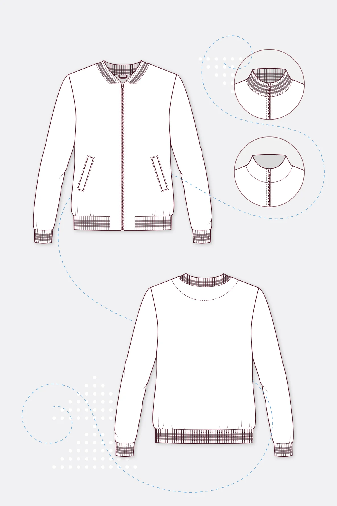 Schnittmuster Collegejacke Hanna mit Stehkragen Taschen selbernähen