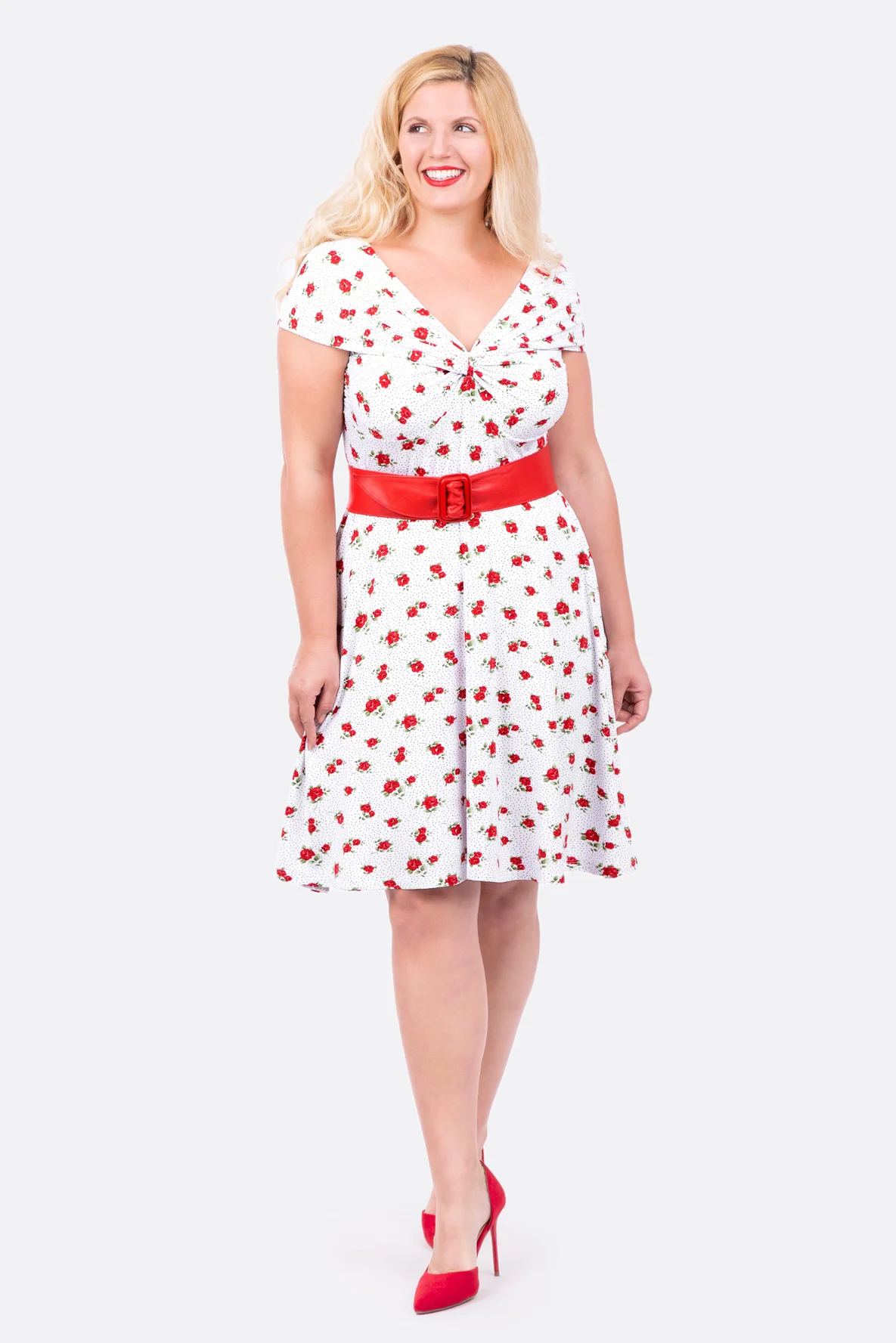 Schnittmuster Partykleid Viskosejersey Rosen Punkte Muster DIY