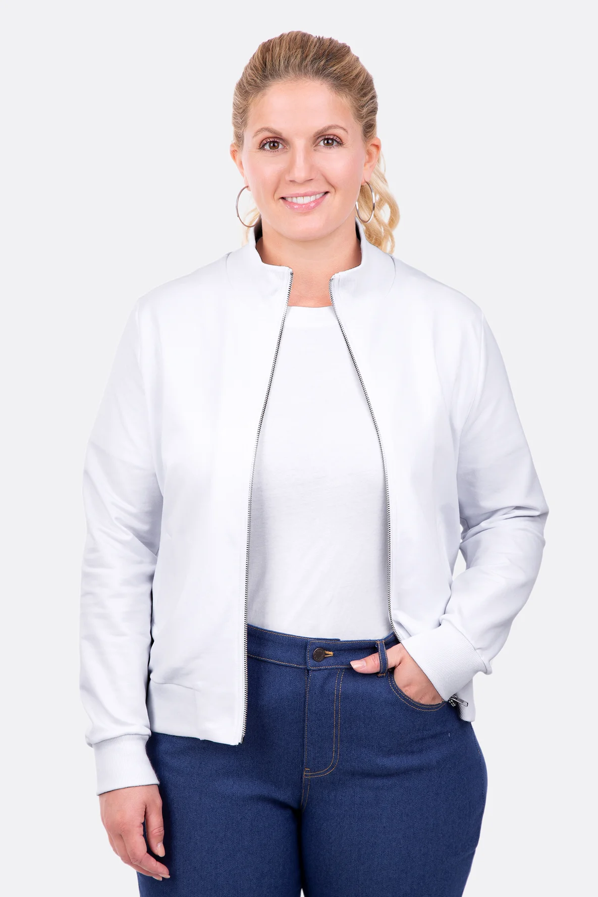 Sweatjacke Stehkragen Anleitung Reißverschluss nähen