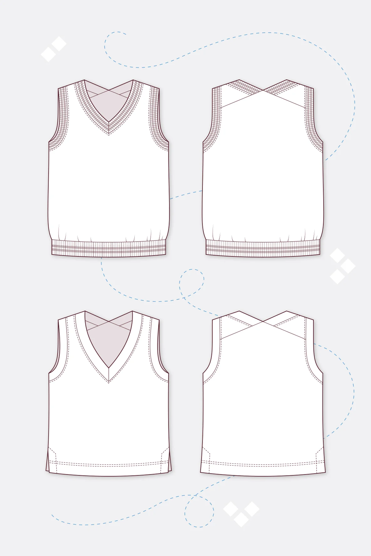 Pullunder Schnittmuster Cara mit V-Ausschnitt zum Selbernähen