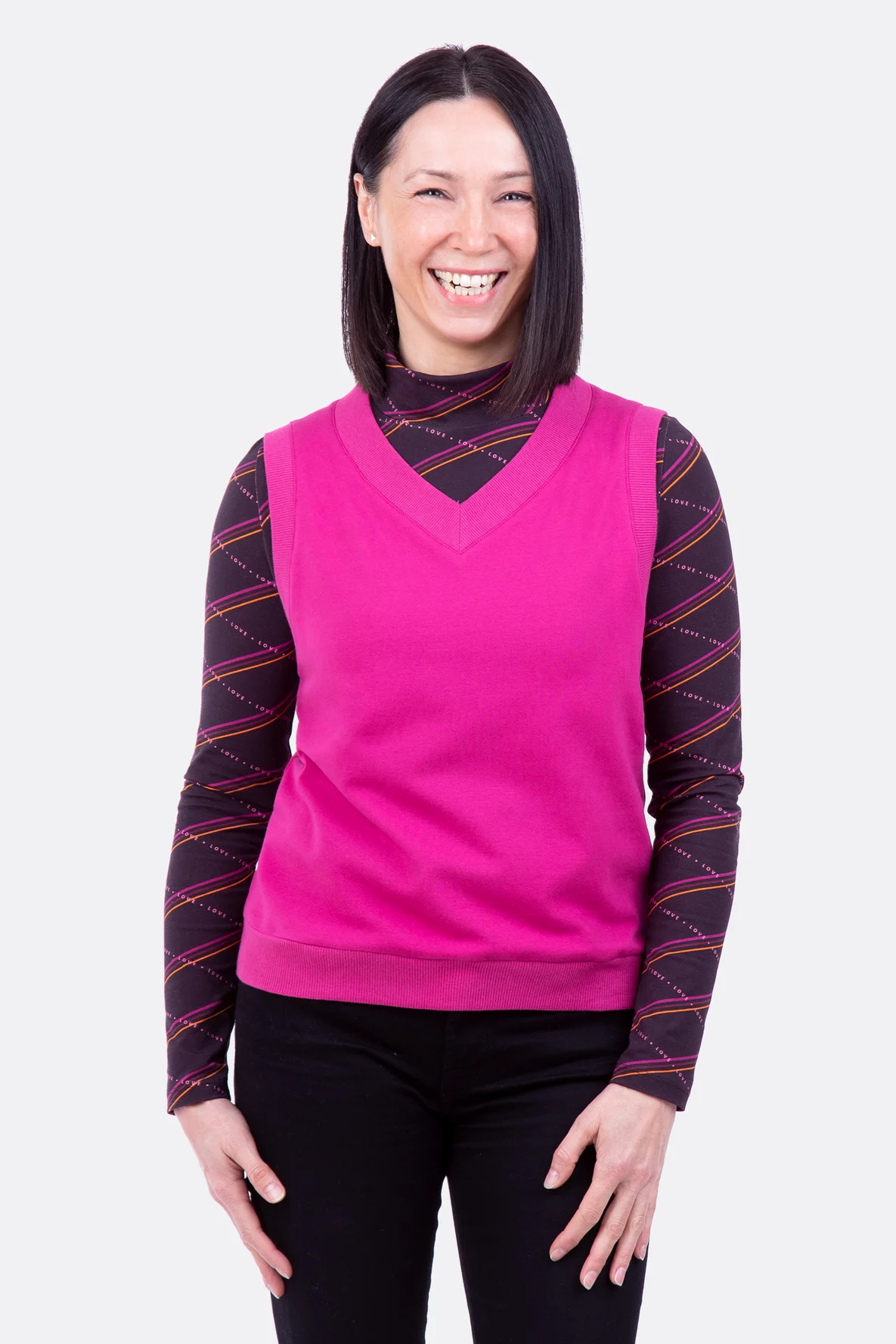 Schnittmuster Pullunder Sweatstoff Pink selber nähen