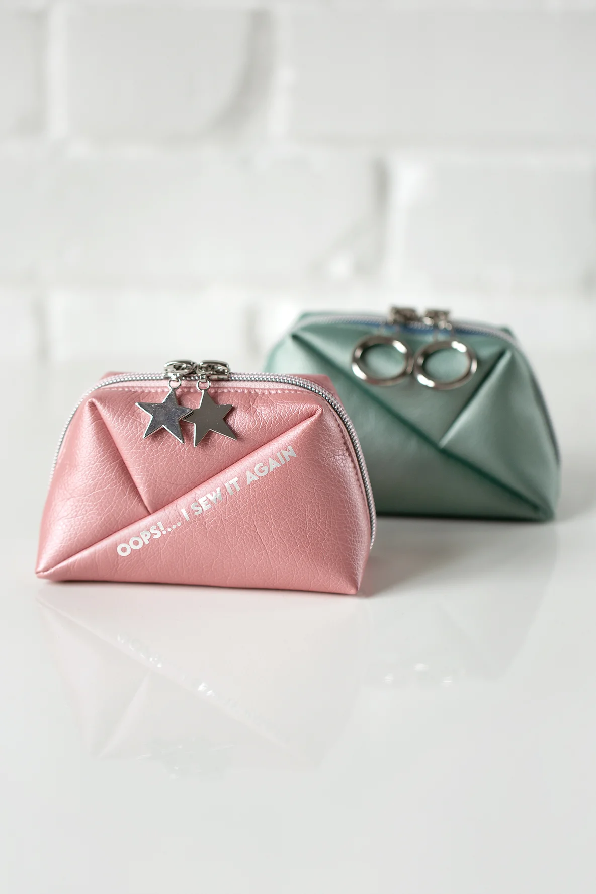 Schnittmuster Kosmetiktasche Geo-Bag Kunstleder Spruch selber nähen