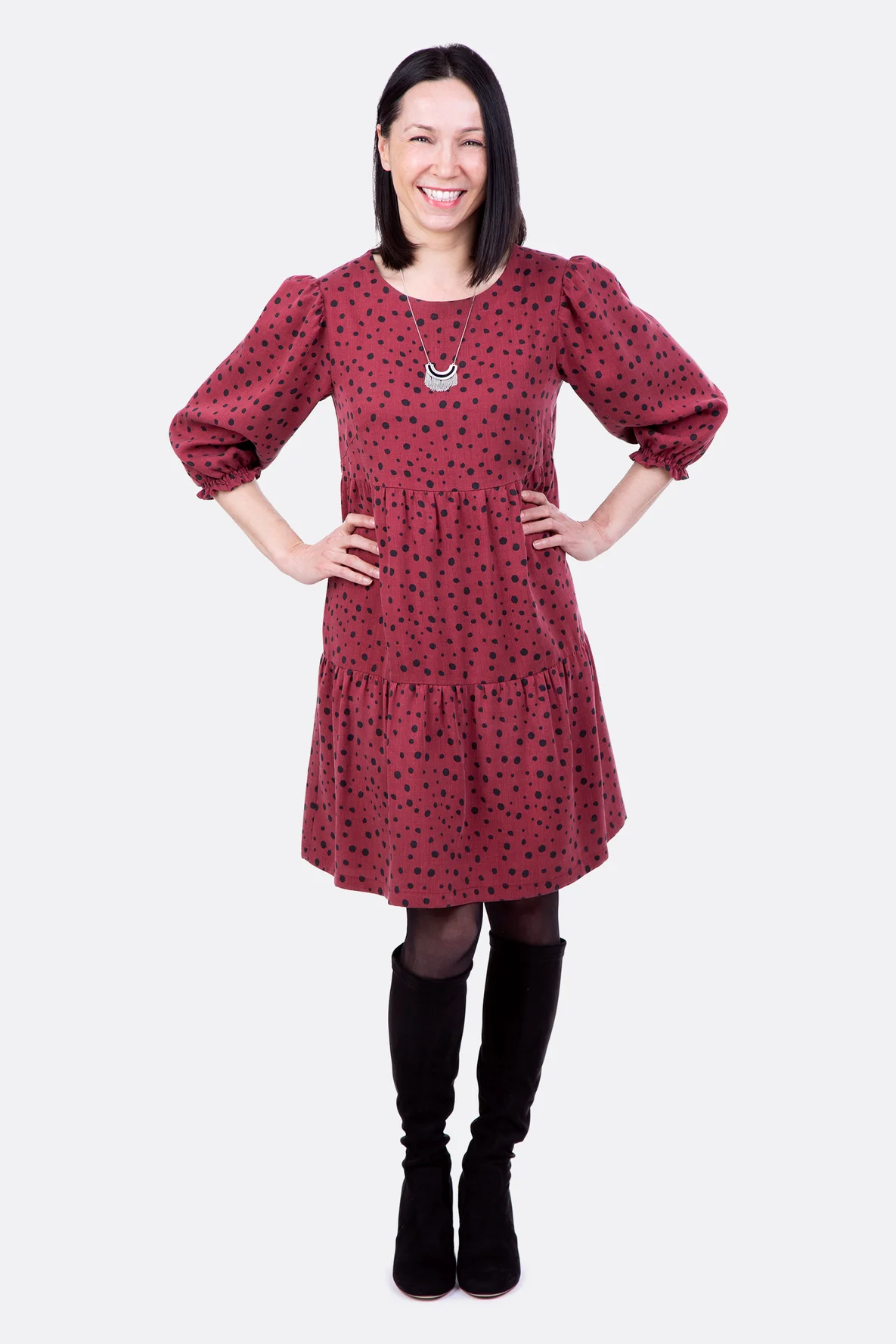 Schnittmuster Boho-Kleid Stufen Puffärmel selber nähen