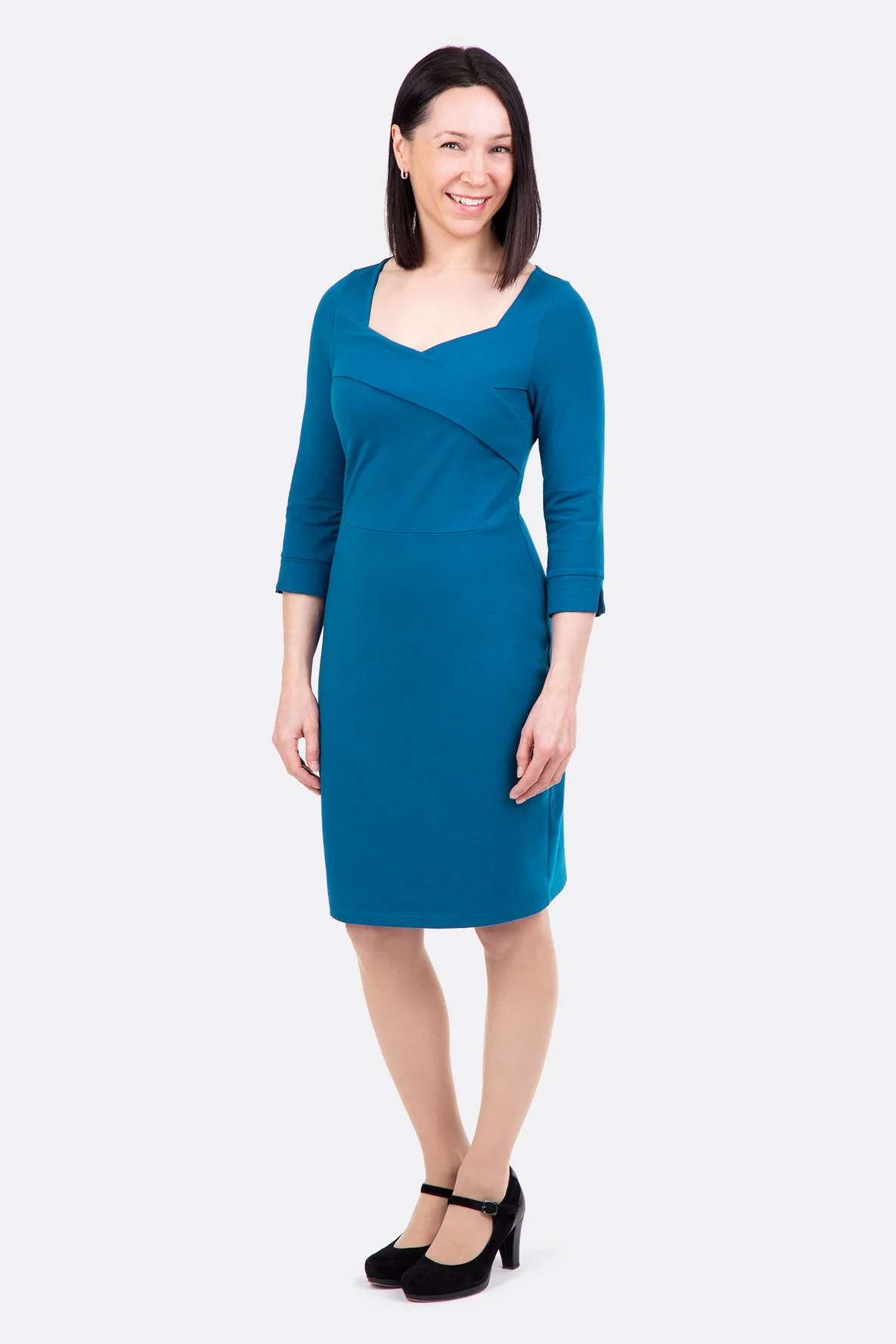 Schnittmuster Damenkleid Jersey überkreuzter Ausschnitt selber nähen