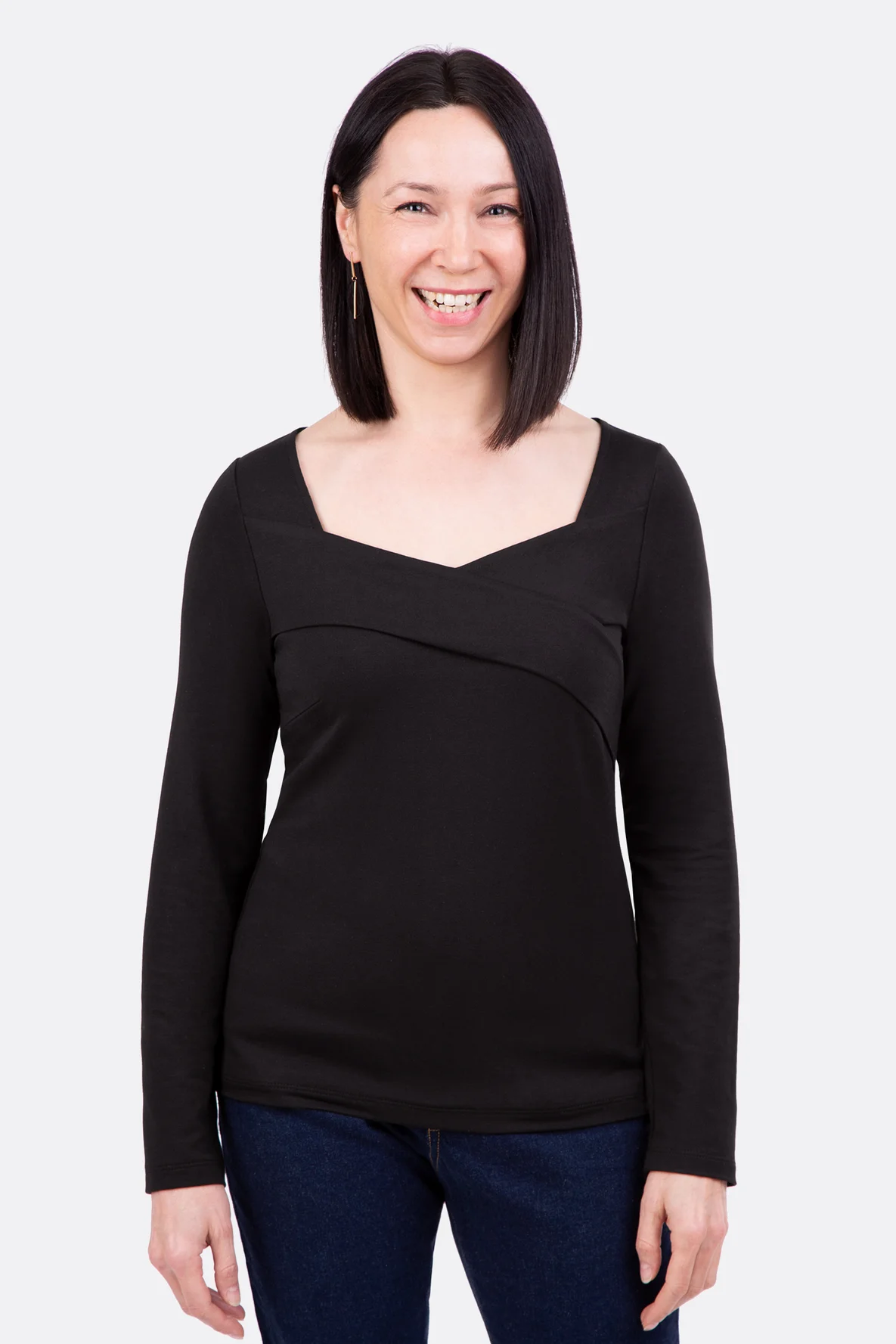 Schnittmuster Damenshirt Bänder Ausschnitt Jersey selber nähen