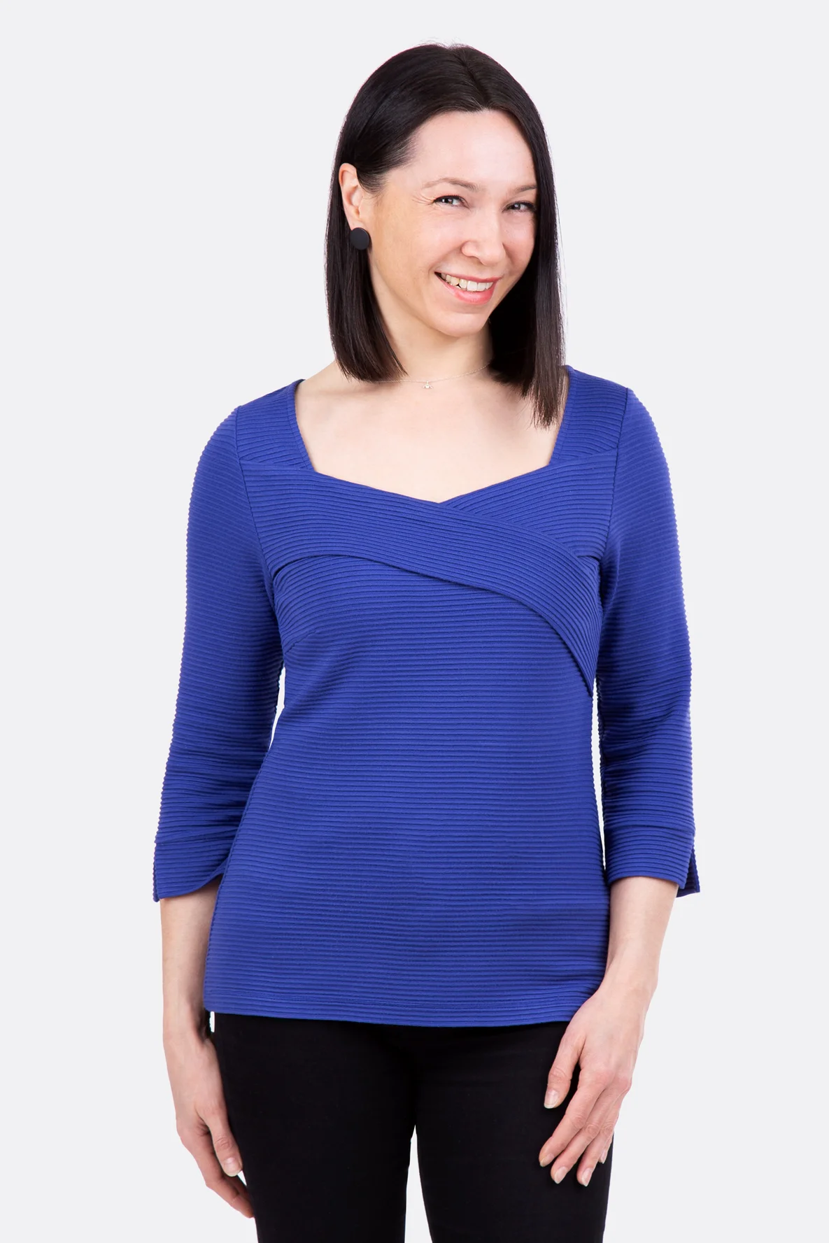 Schnittmuster Helen Damenshirt Überschlag Ausschnitt selber nähen