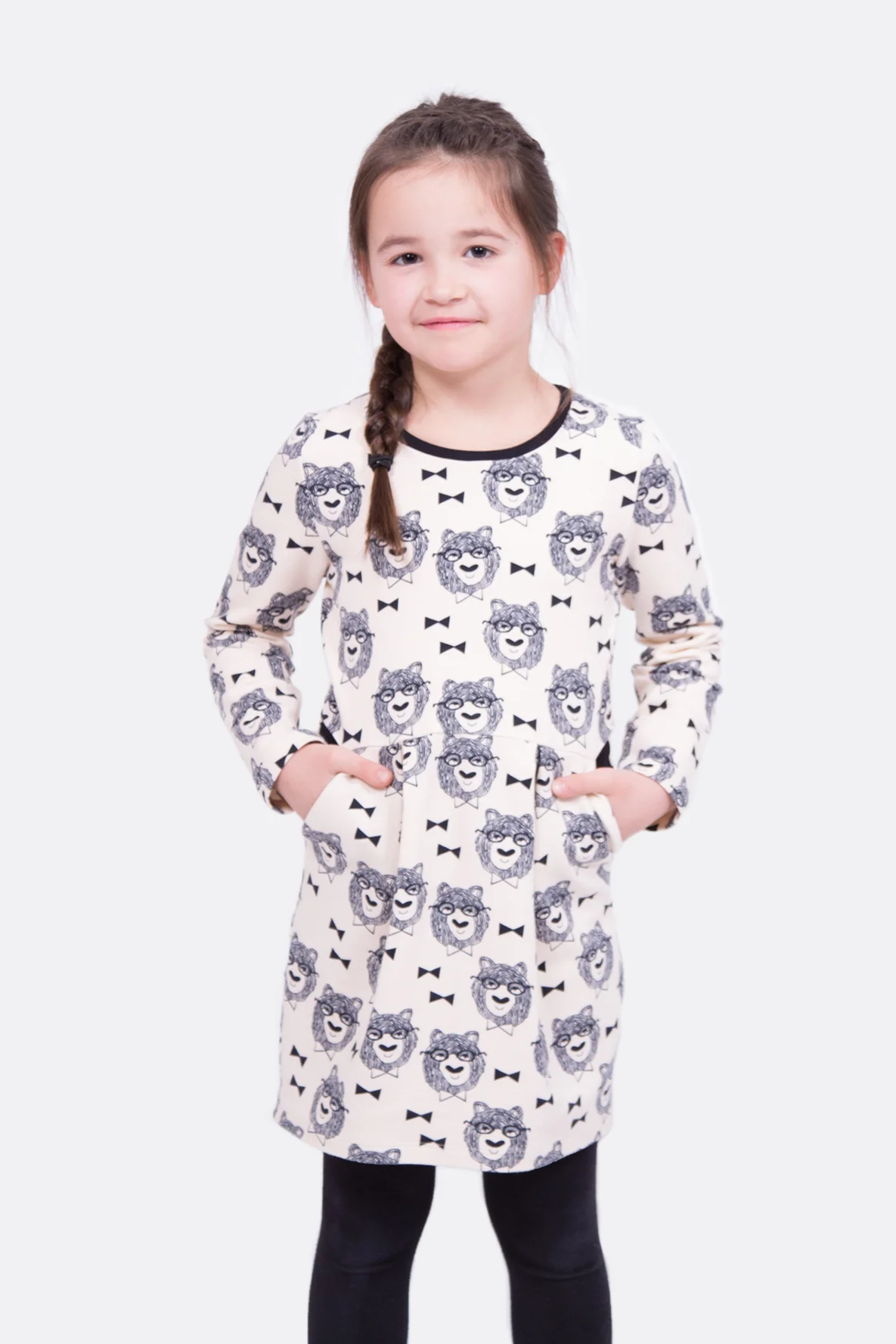 Schnittmuster Sweatkleid Kinder Eingriffstaschen selber nähen Anleitung