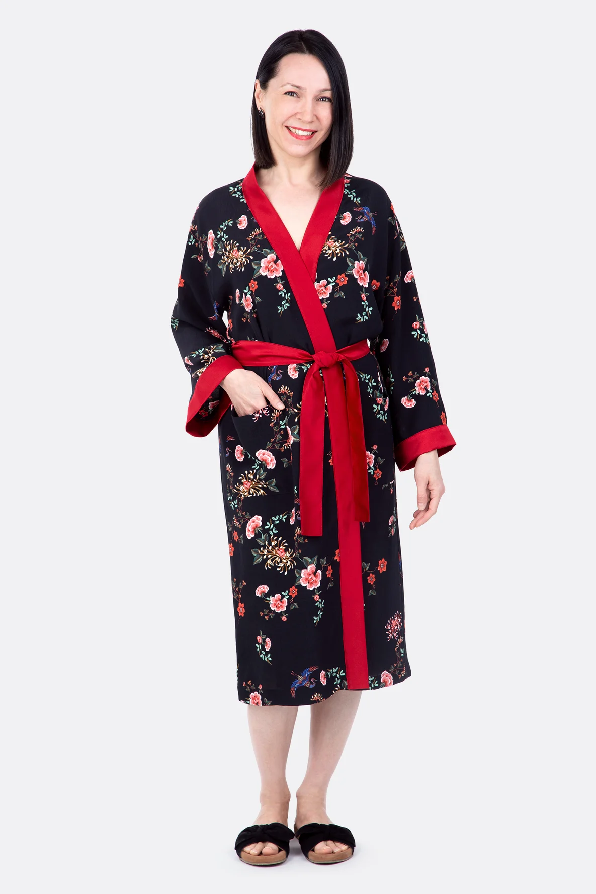 Schnittmuster Morgenmantel asiatischer Stil Satinblende