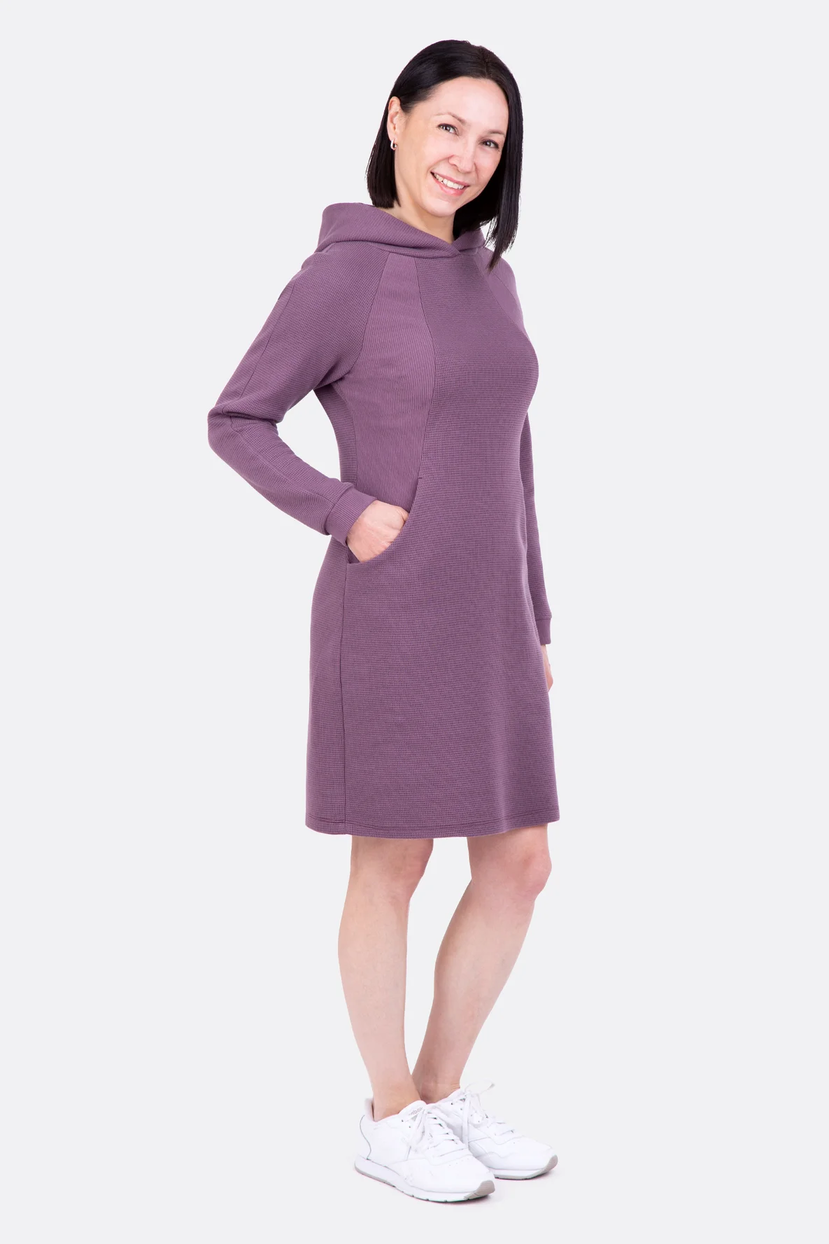 Schnittmuster Damen Sweatkleid aus Waffeljersey selber nähen