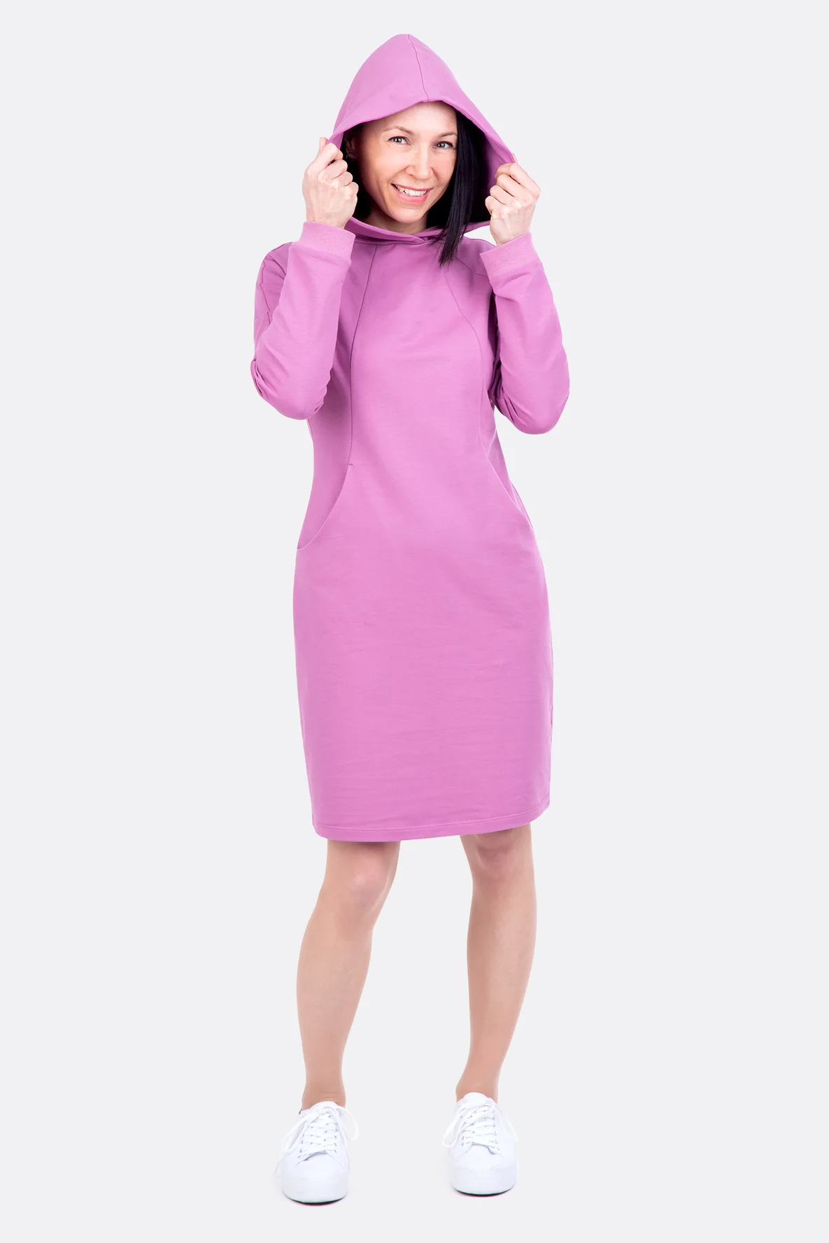 Schnittmuster hoodiekleid pink selber nähen