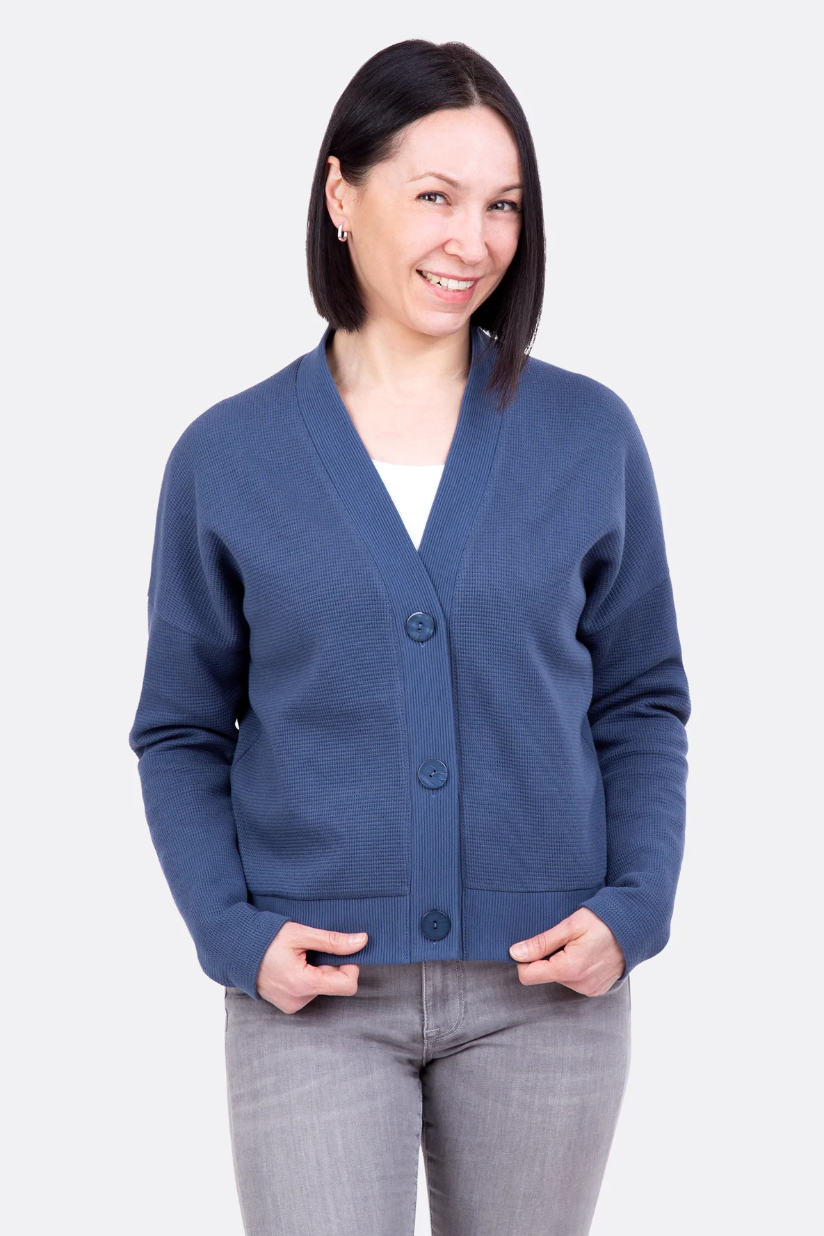 Schnittmuster pattydoo Strickjacke leger aus Waffeljersey selbernähen