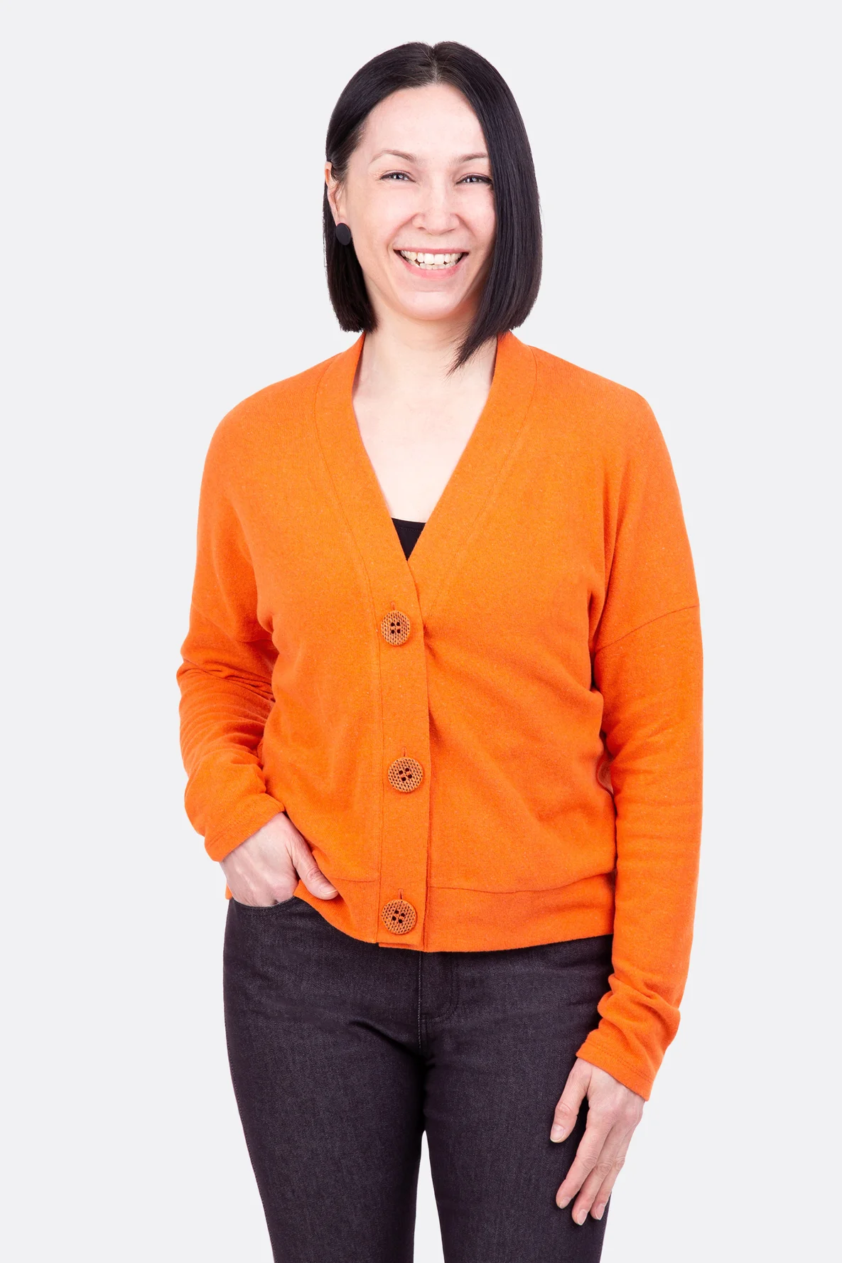 Schnittmuster Strickjacke Knopfleiste tiefer V-Ausschnitt selbernähen