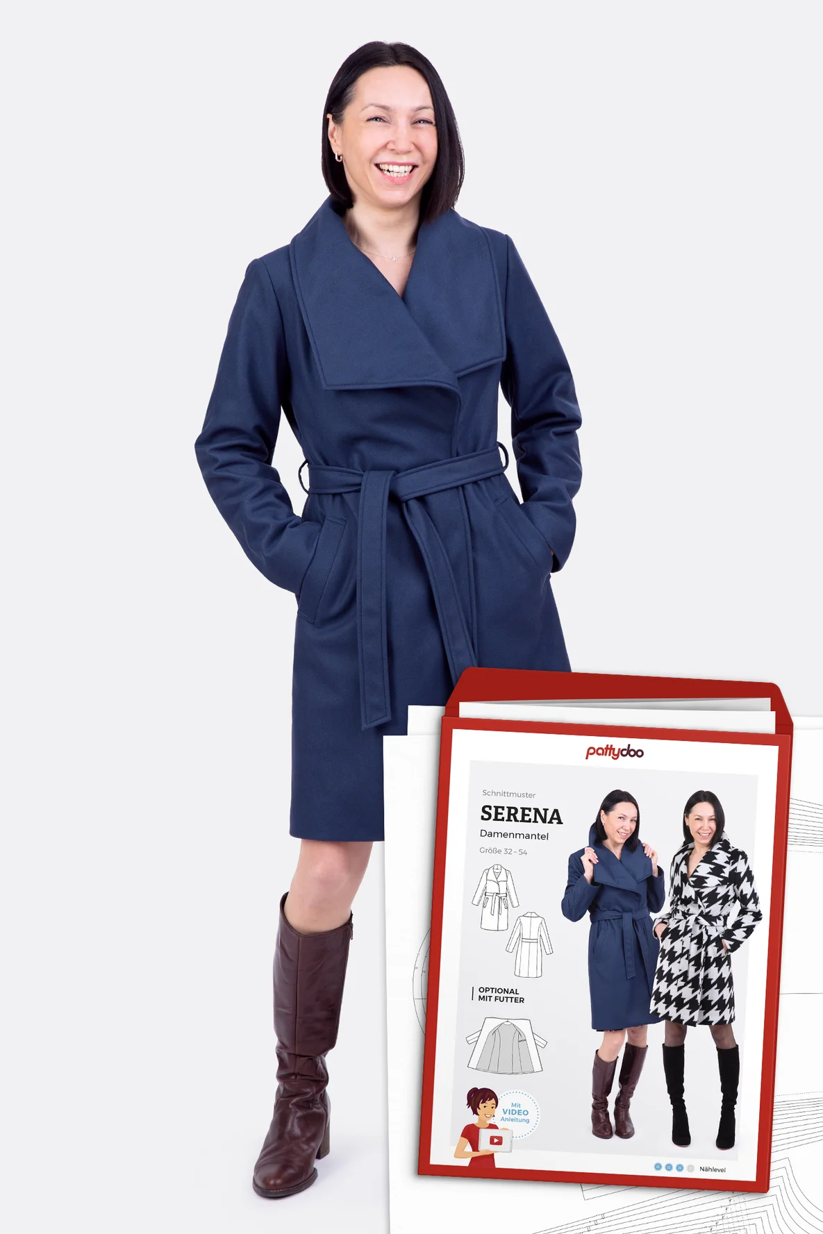 Papierschnittmuster Damenmantel Serena