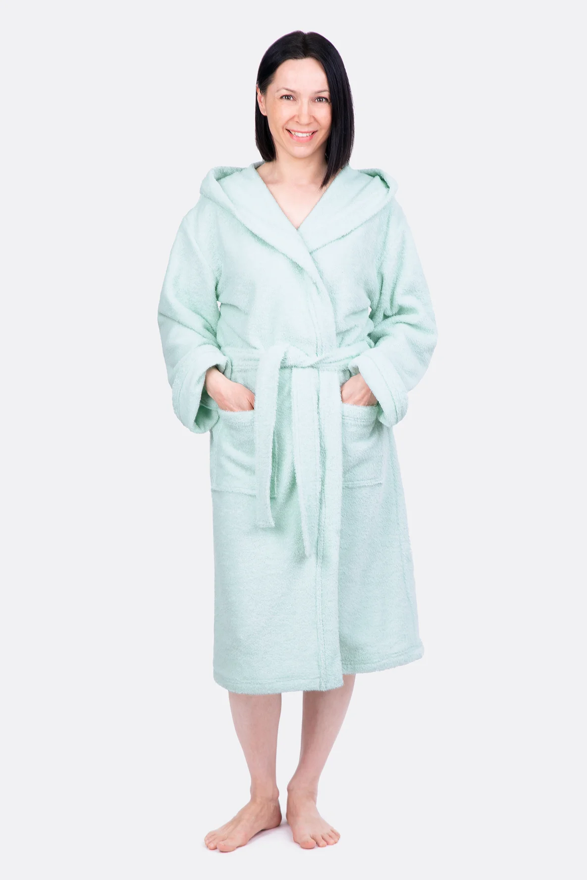 Schnittmuster Bademantel mit Kapuze aus Frottee mint nähen