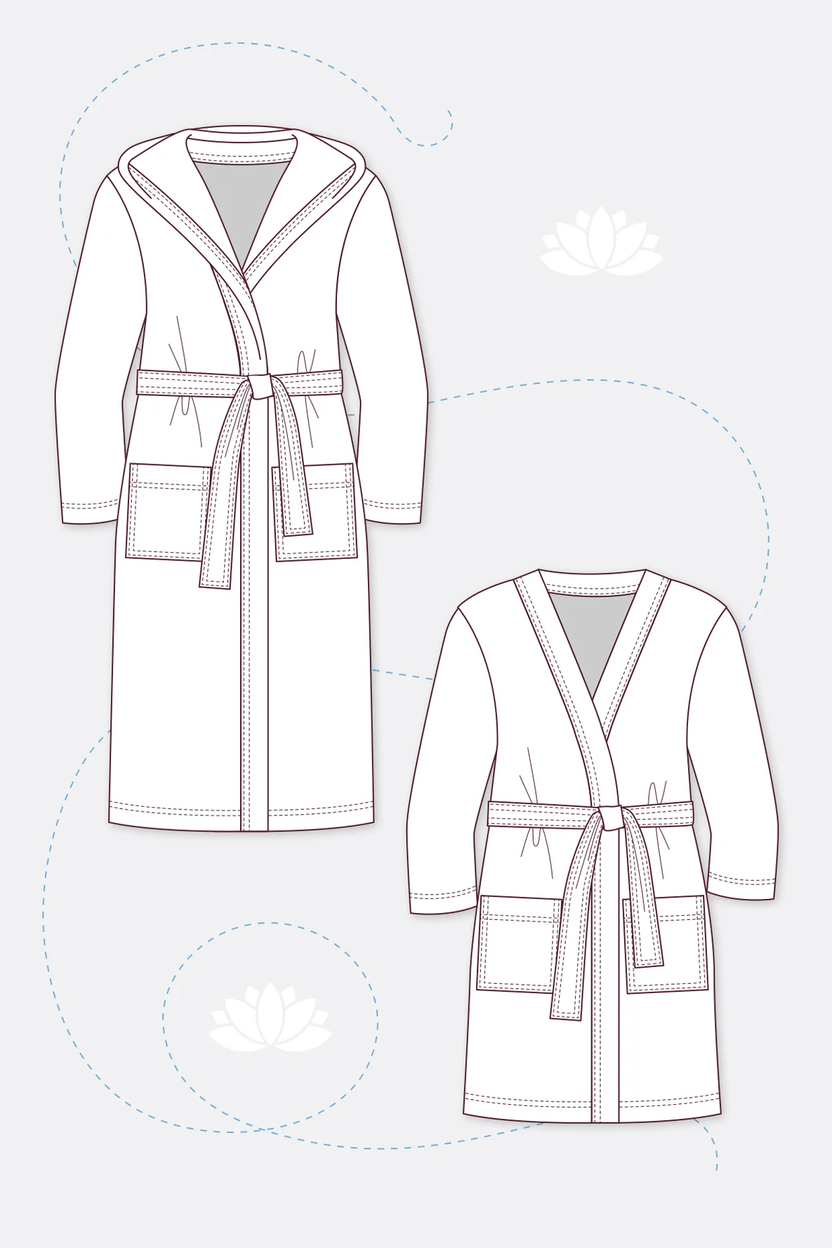 Schnittmuster Bademantel Wellnessjacke Taschen selber nähen