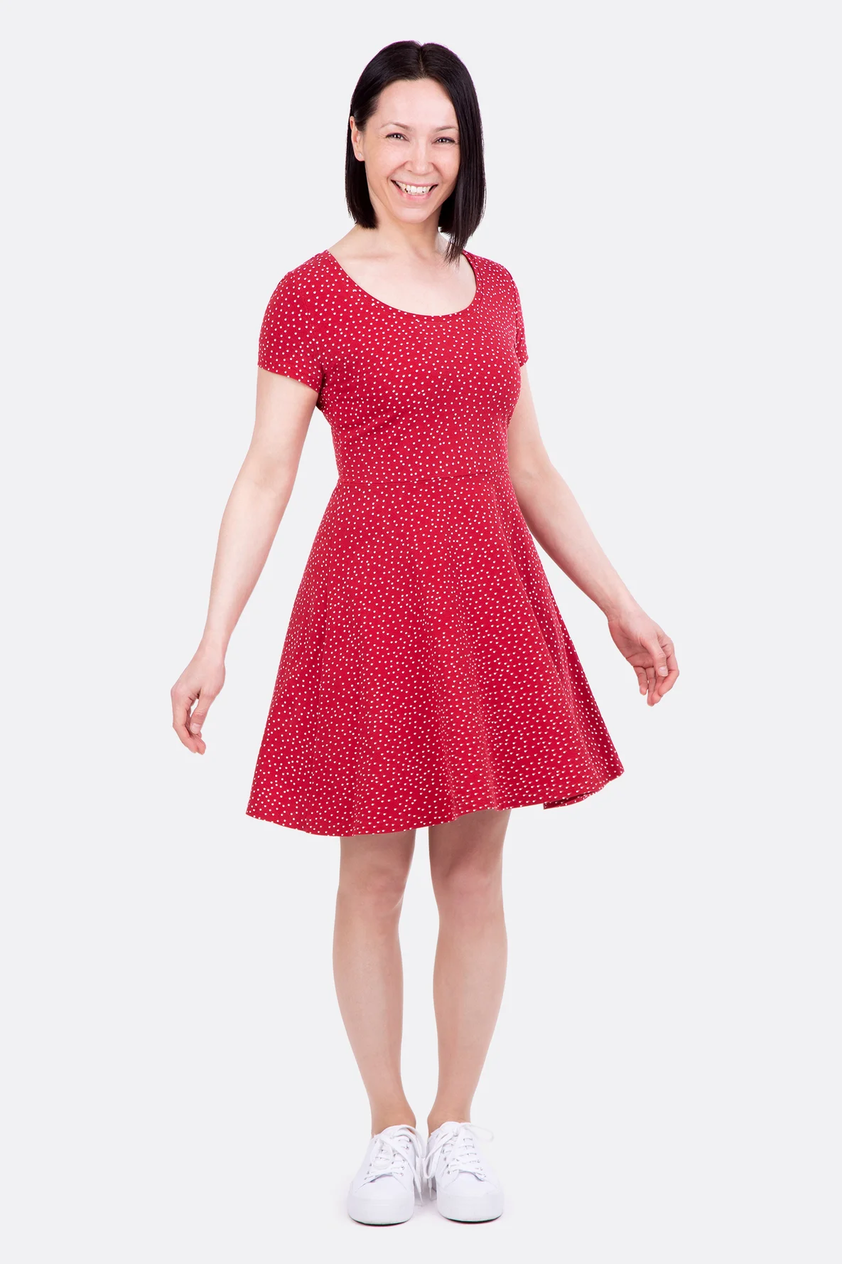 Schnittmuster Ella Classic Jerseykleid Punkte Kurzarm nähen